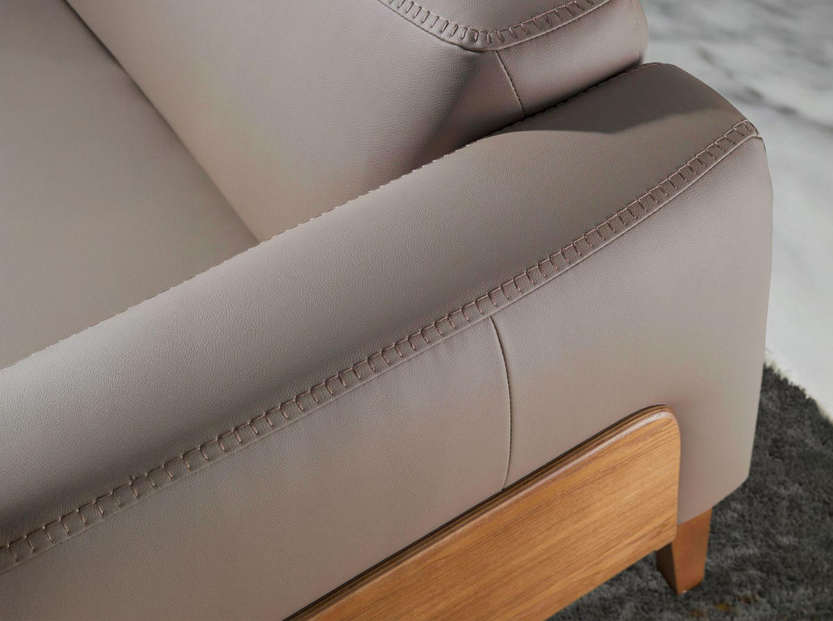 SOFA 3-sitzer nerz ledersofa 209/92/77 cm - Taupe/Walnussfarben, Leder (209/77/92cm) - ANGEL CERDA