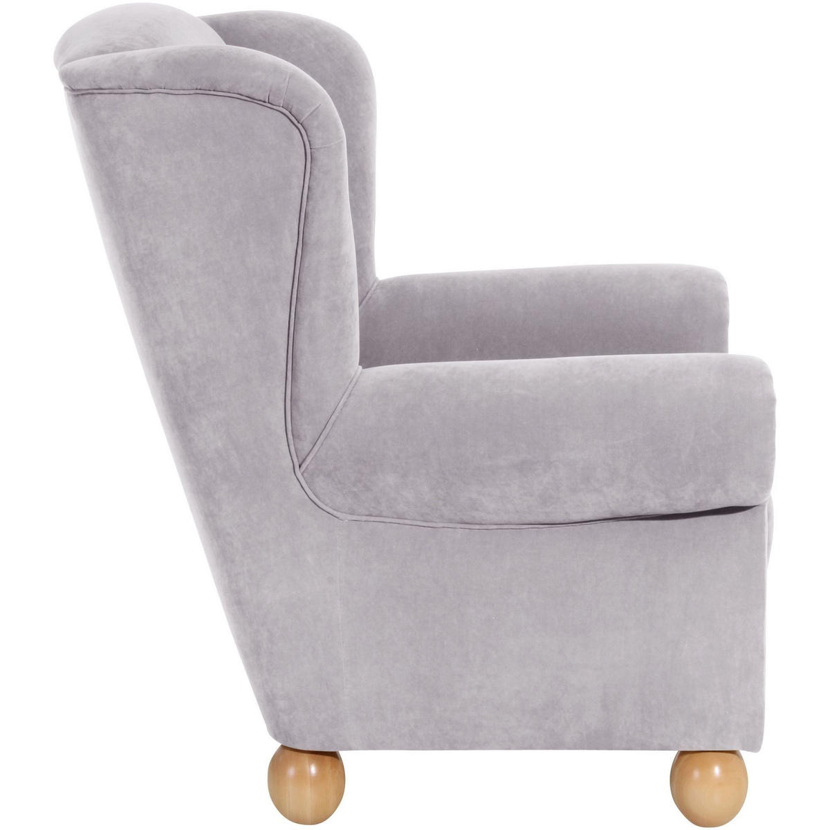OHRENBACKENSESSEL Kasha Bezug Veloursstoff Buche natur / silber - Silberfarben/Buchefarben, Kunststoff (93/103/87cm) - 58aufmkessel