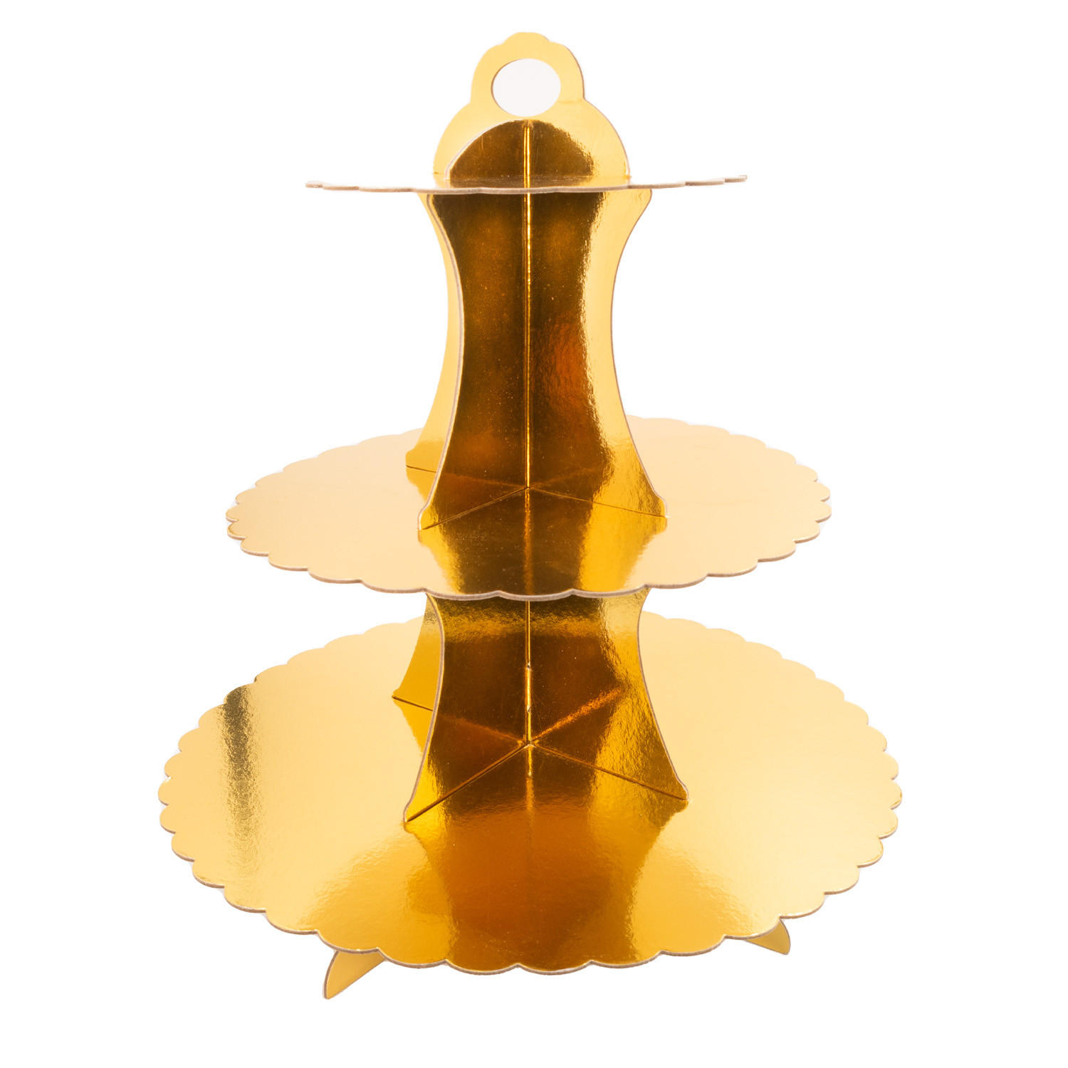 TORTENSTÄNDER aus Karton - Goldfarben, Kunststoff (30/33/30cm) - Intirilife