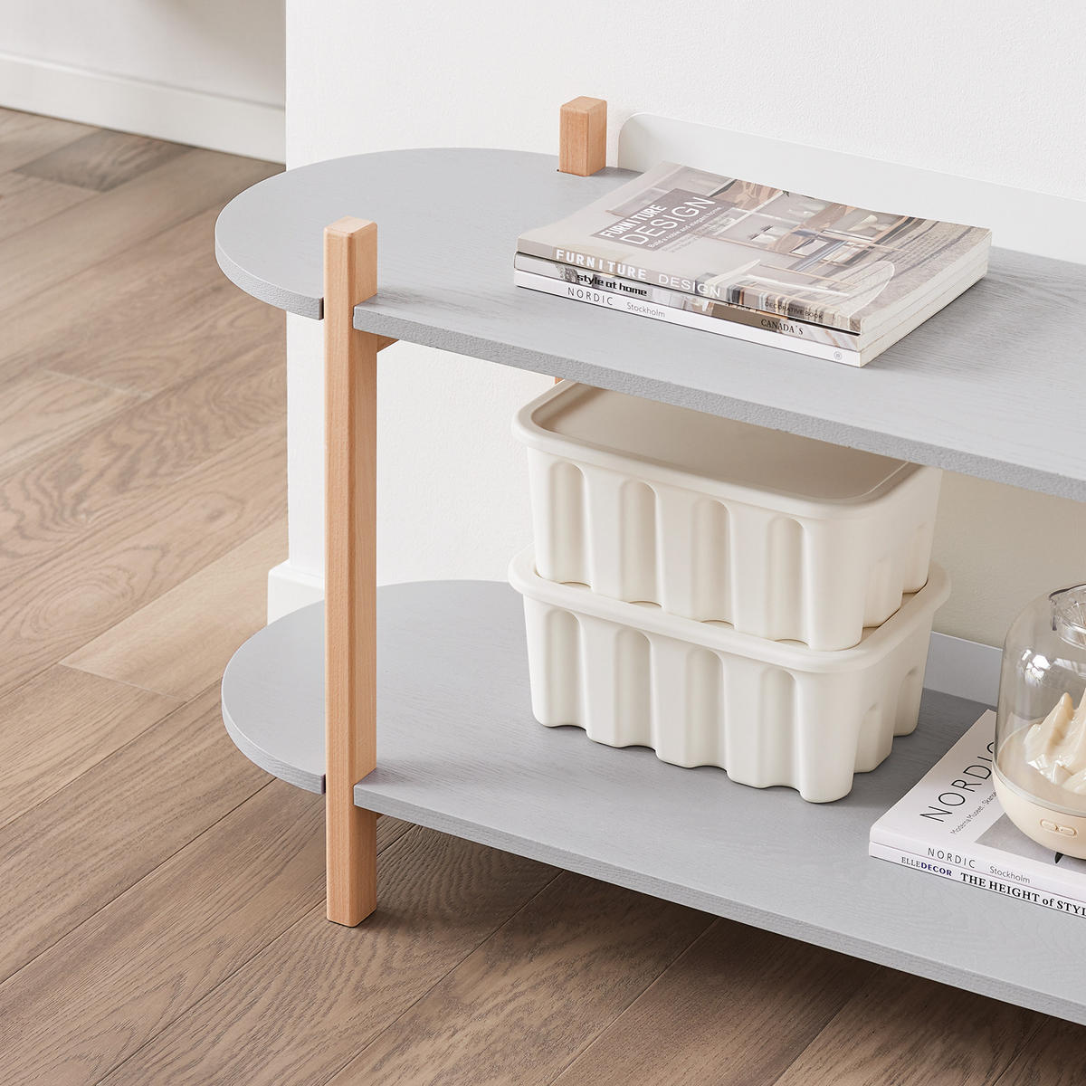 BÜCHERREGAL Grau-Natur - Naturfarben/Grau, Holz/Holzwerkstoff (100/52/33cm) - SoBuy