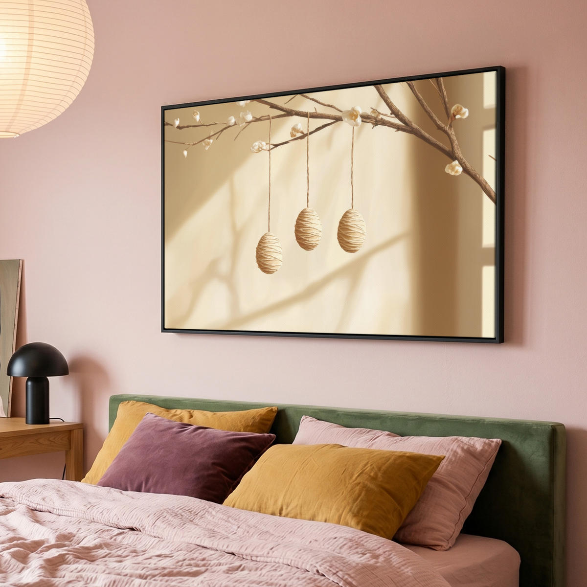 LEINWAND Bilder mit Rahmen - Beige - Osterkuchen - Eier - 140x90 - Beige, Textil (140/90cm) - MuchoWow