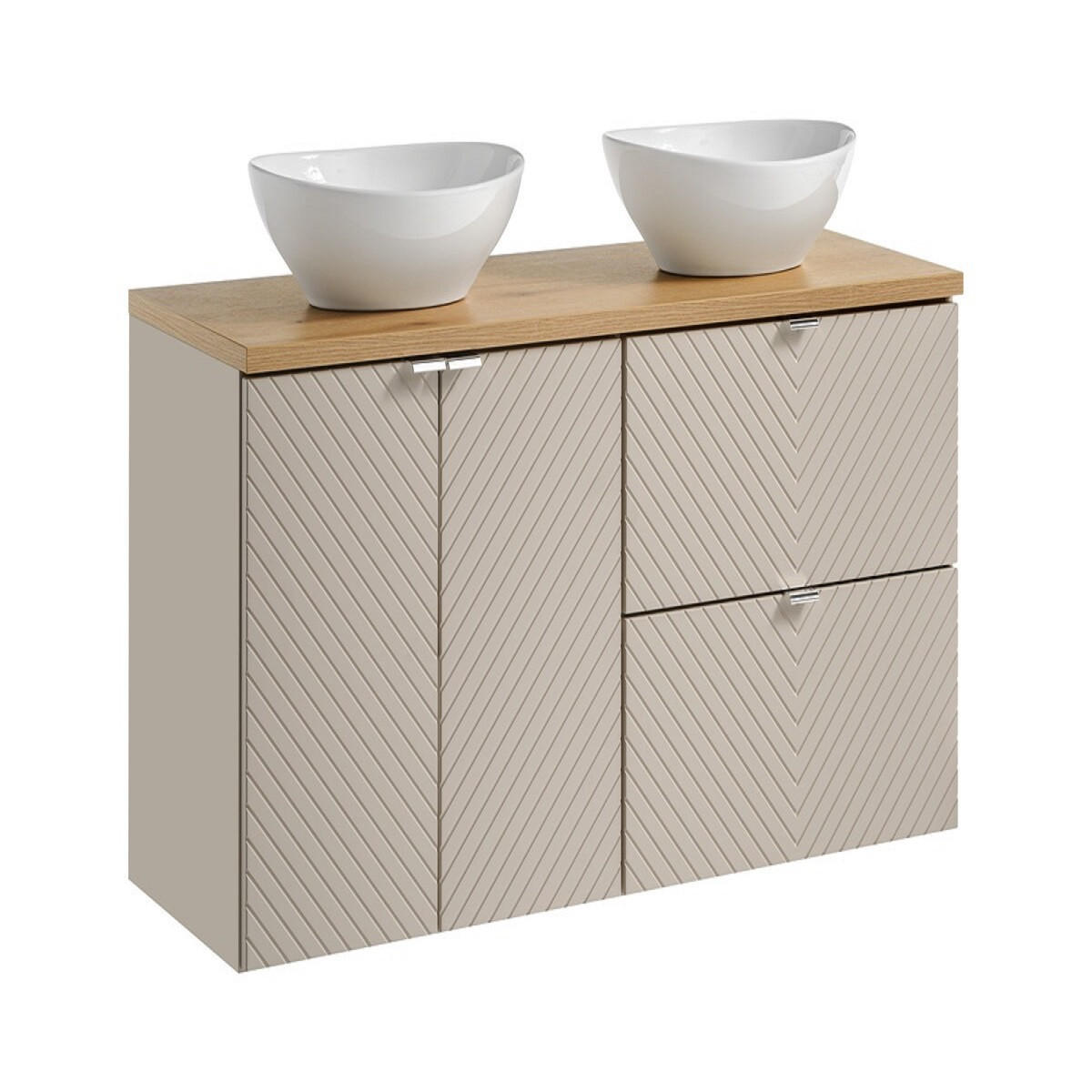 WASCHTISCHKOMBI 5Teile - Viva Cashmere V BM273 in Kaschmir Matt/ Evoke Eiche - Kaschmir, Holz (120/57/40cm)