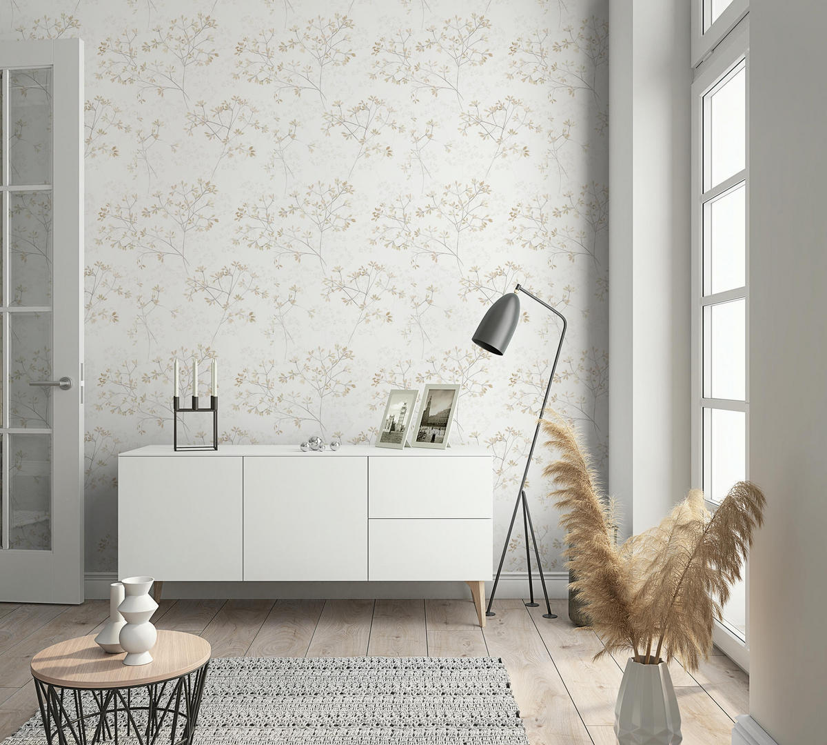 VLIESTAPETE Floral Tapete weiß, beige - Beige/Weiß, Papier (53/1005cm) - marburg