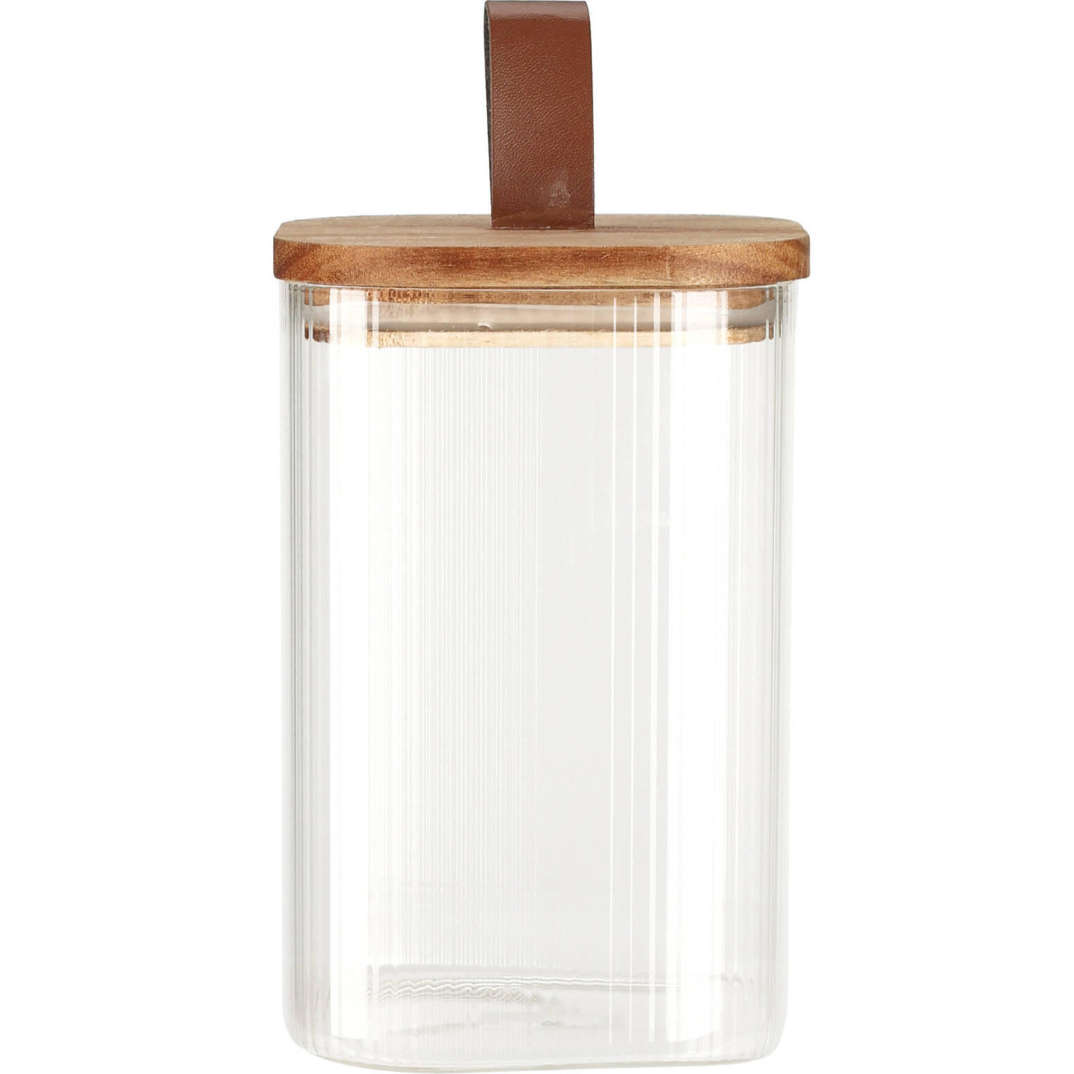 GLASBEHÄLTER Holzdeckel - Transparent, Glas (10.5/15.5/10.5cm)