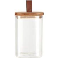 GLASBEHÄLTER Holzdeckel - Transparent, Glas (10.5/15.5/10.5cm)