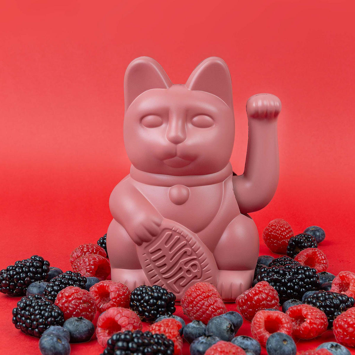 WINKEKATZE Lucky Cat Classic, Kunststoff, Berry Red, ca. 15 cm - Lila, Kunststoff (8.5/15/10.5cm) - Donkey Products