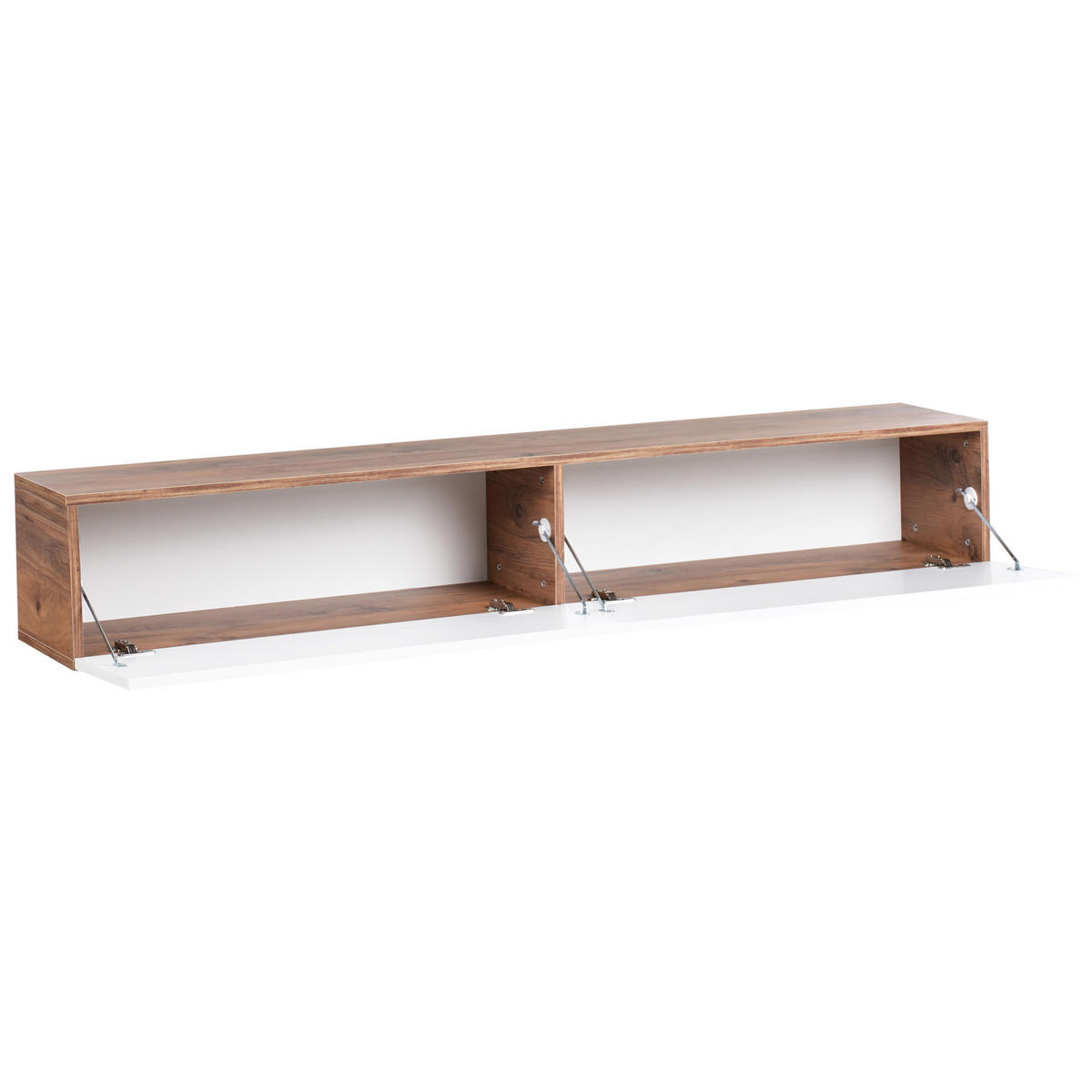 WANDMONTIERTER-TV-SCHRANK Weiß/Braun Gladstone - Weiß/Braun, Holzwerkstoff (180/30/32cm) - Beliani