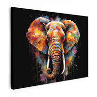 LEINWANDBILD Elefant - Graffiti - Schwarz - Tiere - Farben 80x60 cm - Schwarz, Textil (80/60cm) - MuchoWow