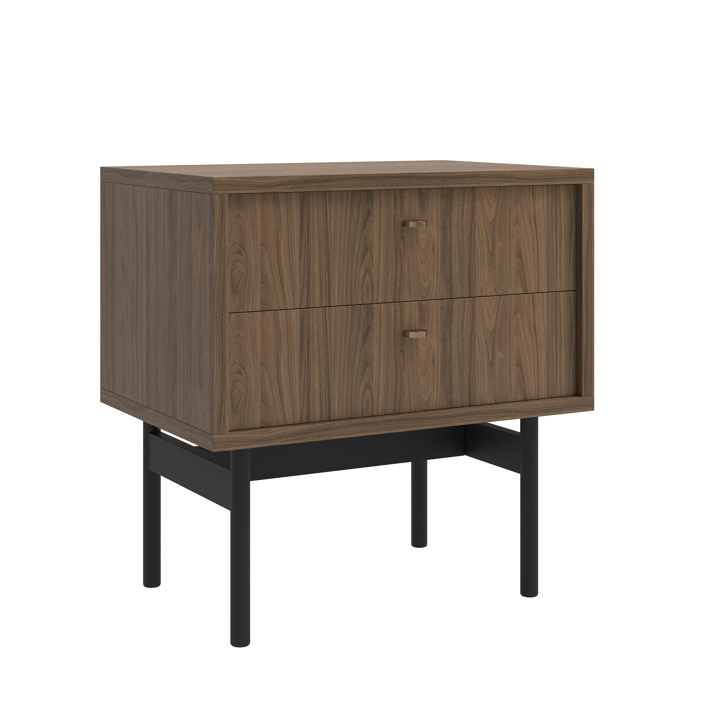 NACHTTISCH Olar Holzoptik Carini Nussbaum 55 cm - Goldfarben/Schwarz, Holzwerkstoff/Metall (55/57/38cm) - Selsey