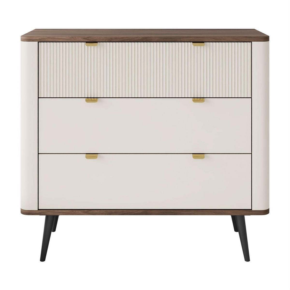 KOMMODE für das Wohnzimmer AUTUMN 3S auf hohen Beinen, Kaschmir / Nussbaum - Beige/Braun, Holzwerkstoff (90/82/40cm) - Lookway