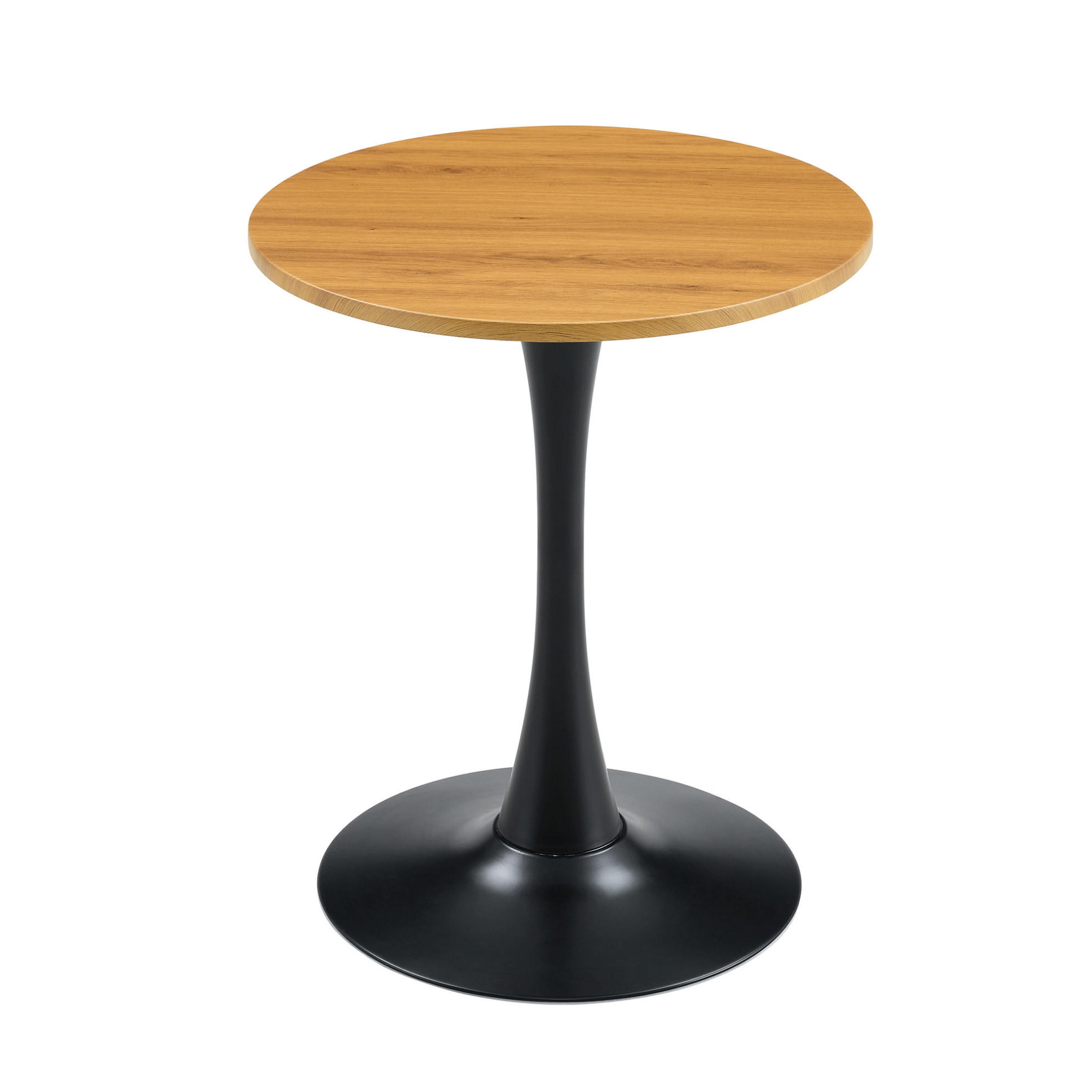 Modfu ODKLÁDACÍ stolek z MDF a kovu 60x60x72 cm černá/přírodní s kulatou deskou a stabilní středovou podnoží