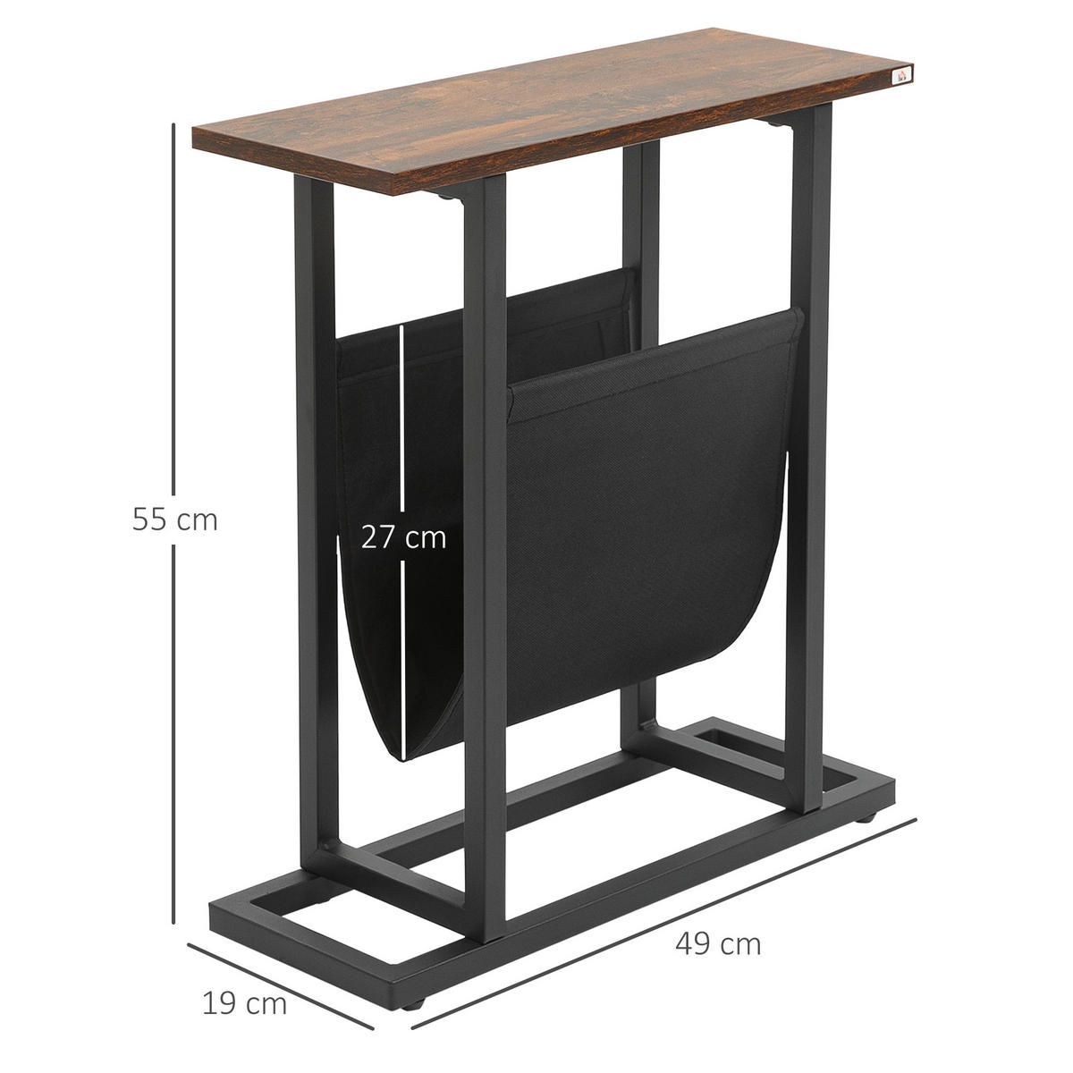 BEISTELLTISCH, Spanplatte, Dunkelbraun - Dunkelbraun, Kunststoff (49/19/55cm) - HOMCOM