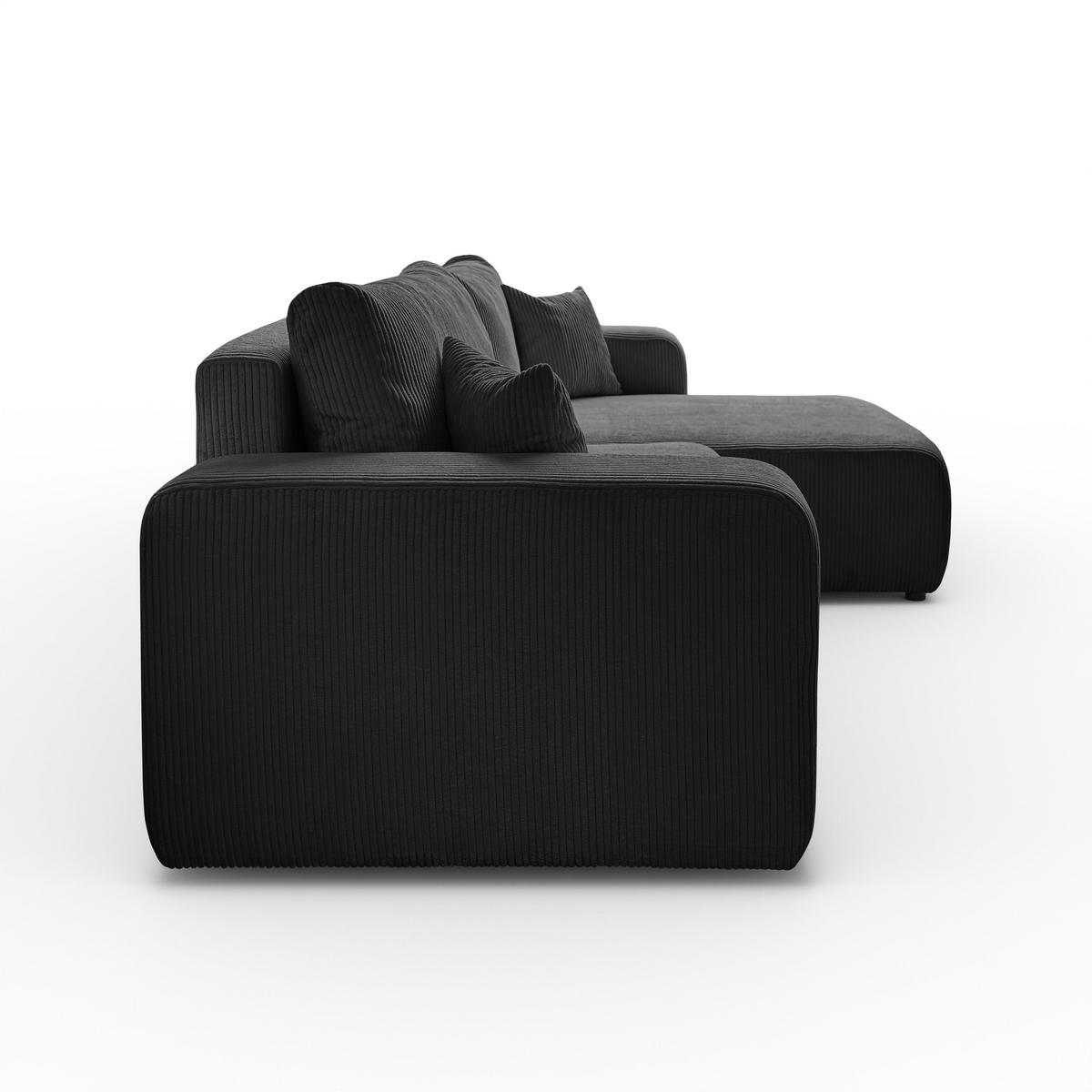 ECKSOFA Sofia in L-Form 277 x 143 cm Schlaffunktion Bettkasten Couch Cord universale Seite, graphit - Grau, Kunststoff (143/83/277cm) - Margaret Hadas24