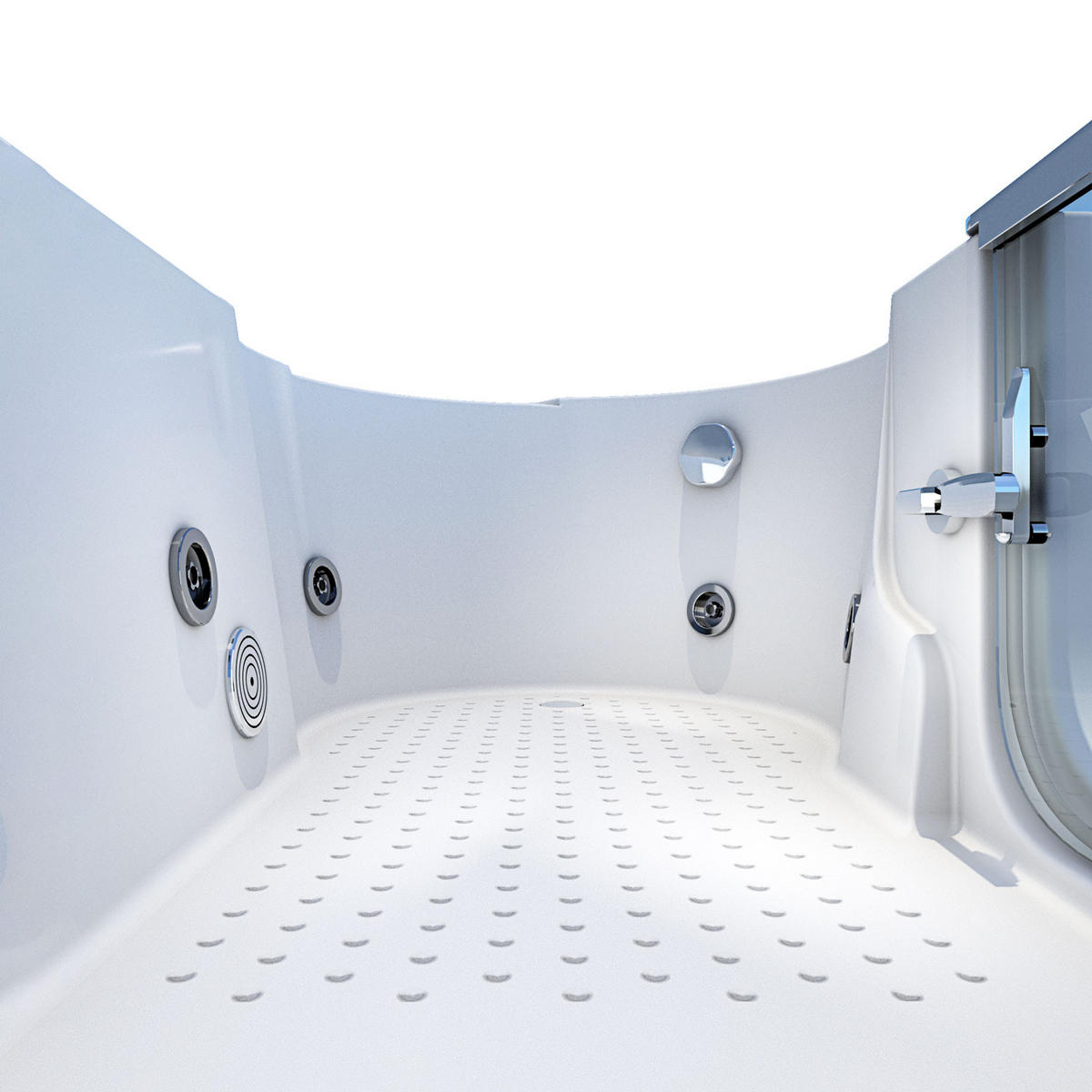 SENIORENWANNE mit Tür S12-WP-L - Weiß, Glas/Kunststoff (85/60/170cm) - AcquaVapore by Sandra Jentho