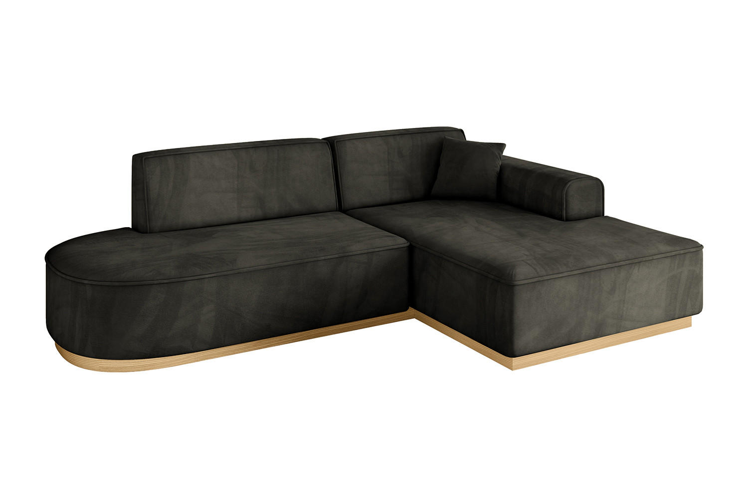 ECKSOFA Ottomane Rechts IREA-L1-v2 - 232x165x80 cm Schwarz - Schwarz, Holzwerkstoff/Textil (232/165cm) - ALTDECOR