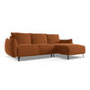 ECKSOFA mit Schlaffunktion Samt Stoff Orange - Terra cotta/Schwarz, Textil/Metall (242/162cm) - Makamii