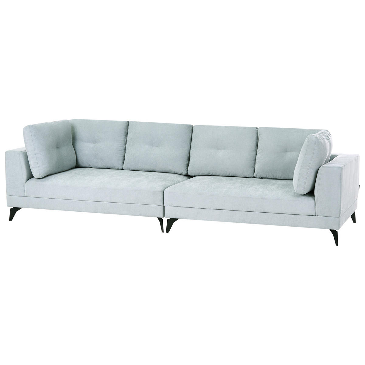 POHOVKA 4-místná Umělý len Světle modrá Yuri - modrá/černá, textil (302/88/100cm) - Beliani