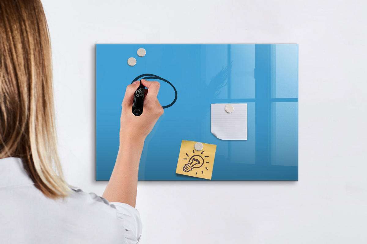 MAGNETTAFEL 60x40 Blau schwarzer Marker - Blau, Glas (60/0.4/40cm) - TULUP