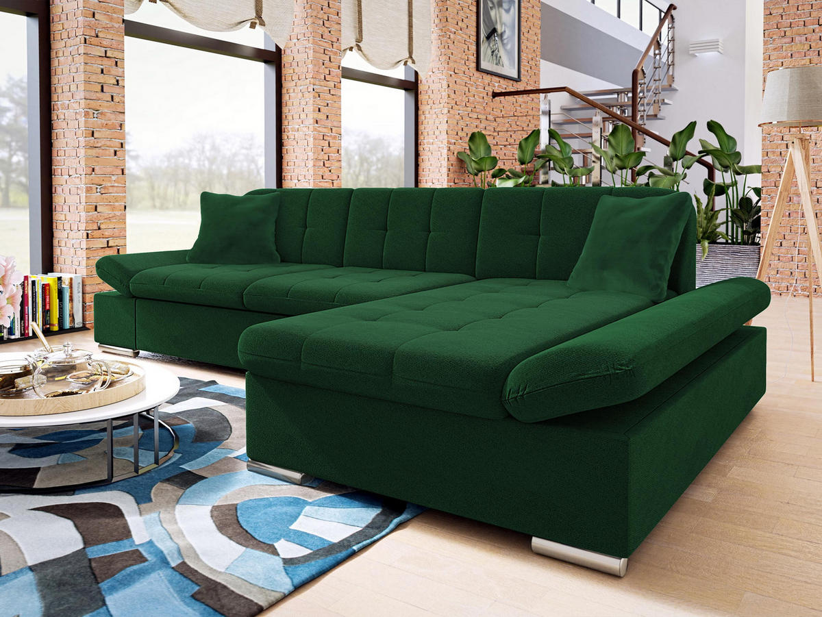 ECKSOFA Malwi, Seite: Rechts - Waldgrün, Holz/Textil (278/161cm) - MIRJAN24