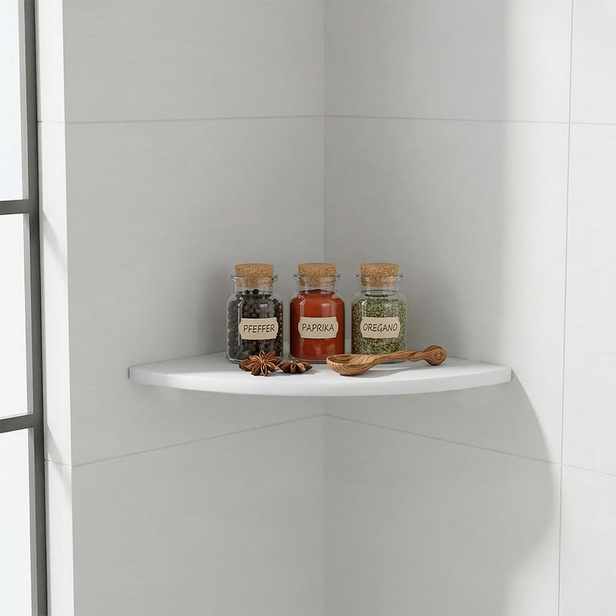 ROHOVÁ pol. - biela, drevo (25/3/25cm) - Relaxdays