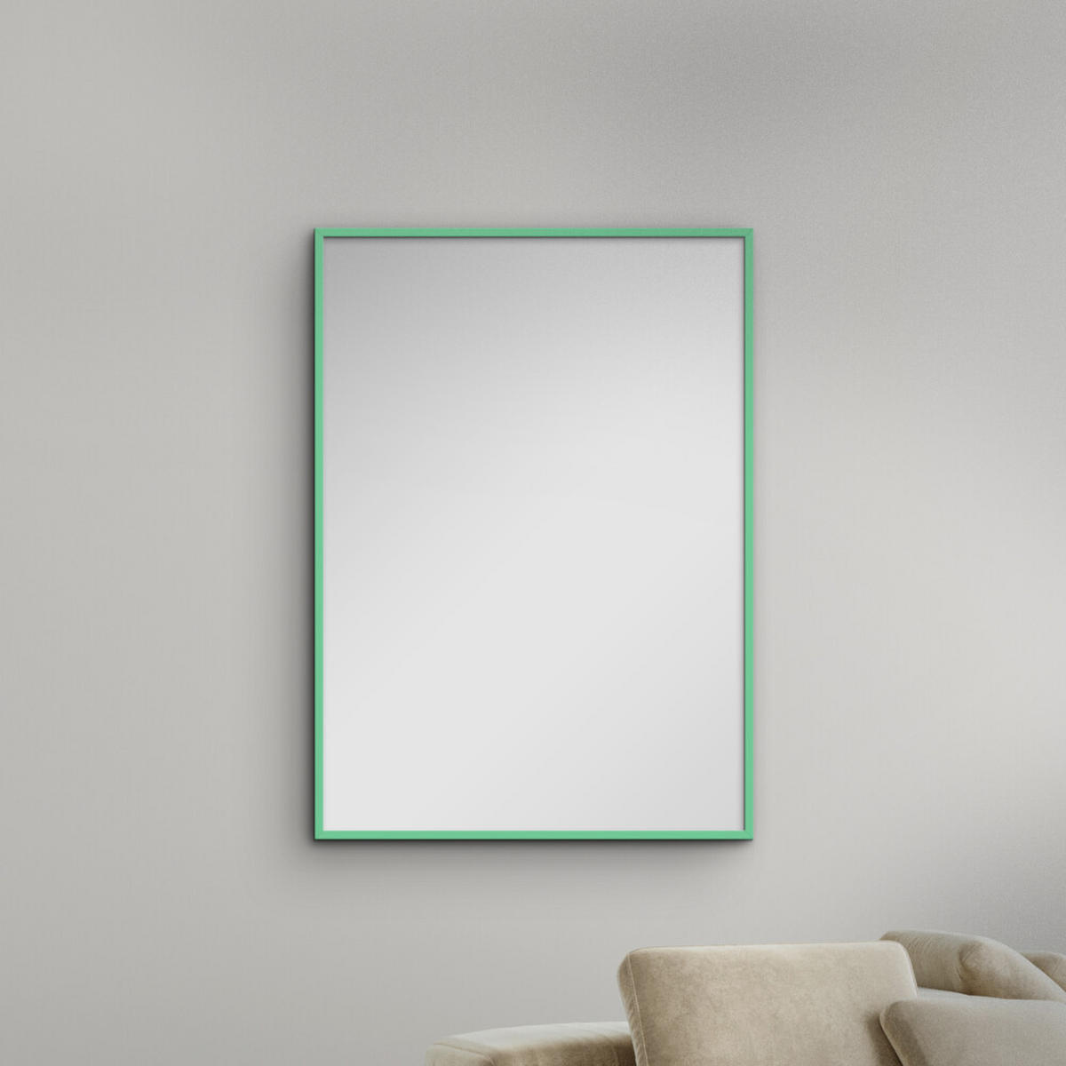 SPIEGEL - Minzfarbenes Holz - Mintgrün, Holz/Papier (70/100/2cm) - Poster&Frame
