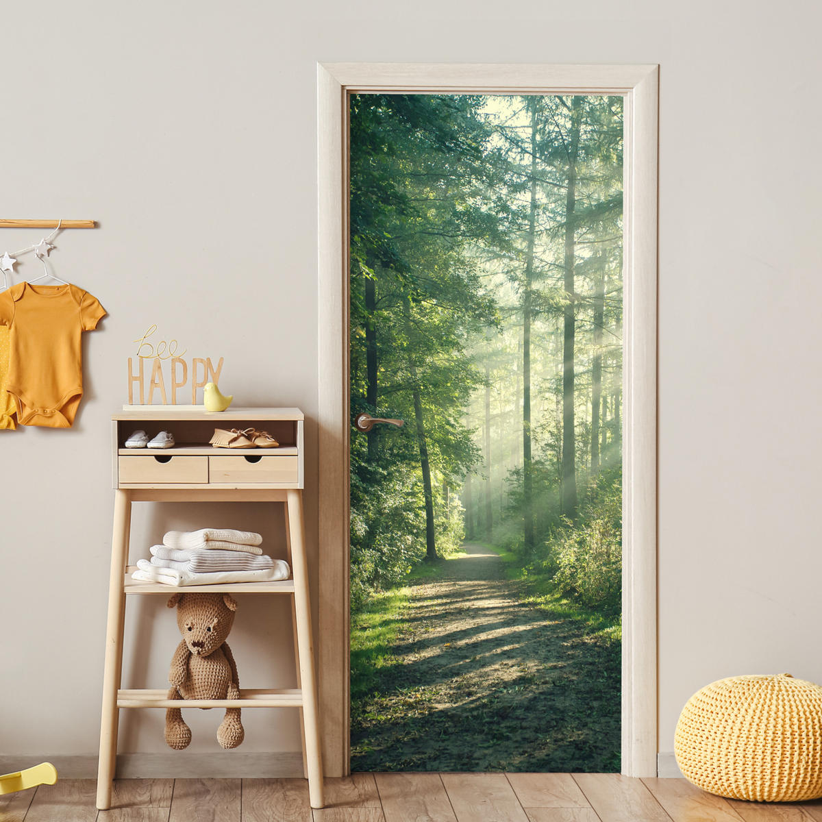 NALJEPNICA ZA VRATA Šuma 90x205 cm - šumsko zelena, plastika (90/0.1cm) - MuchoWow
