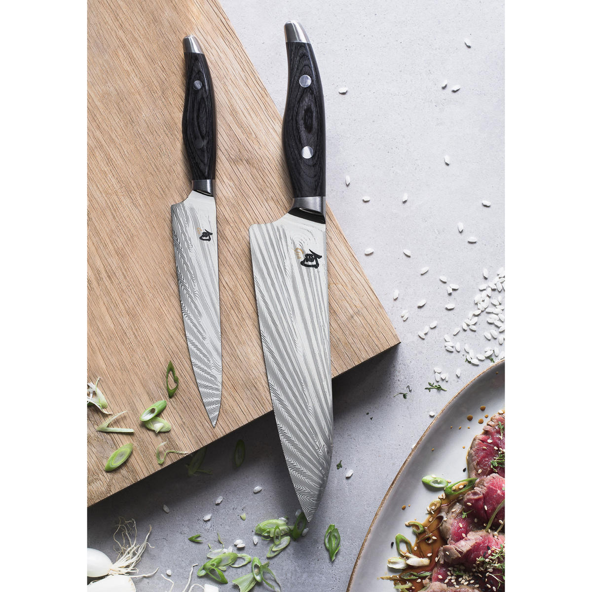 KOCHMESSER Shun Nagare, 20 cm, Damaszener Stahl - Silberfarben, Metall (11cm) - Kai Messer