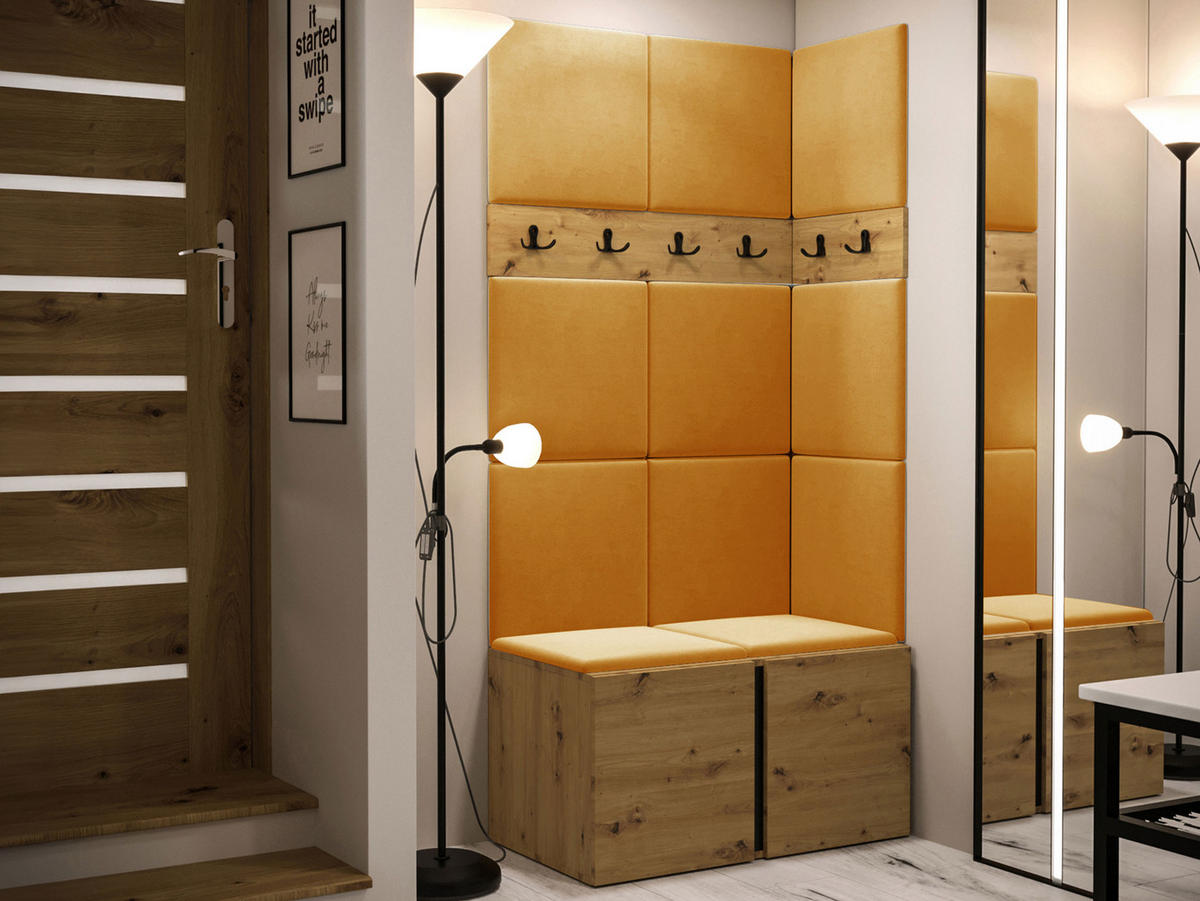 GARDEROBEN-SET Orion I - Eiche Artisan/Orange, Holzwerkstoff/Kunststoff (84/186/46cm) - MIRJAN24