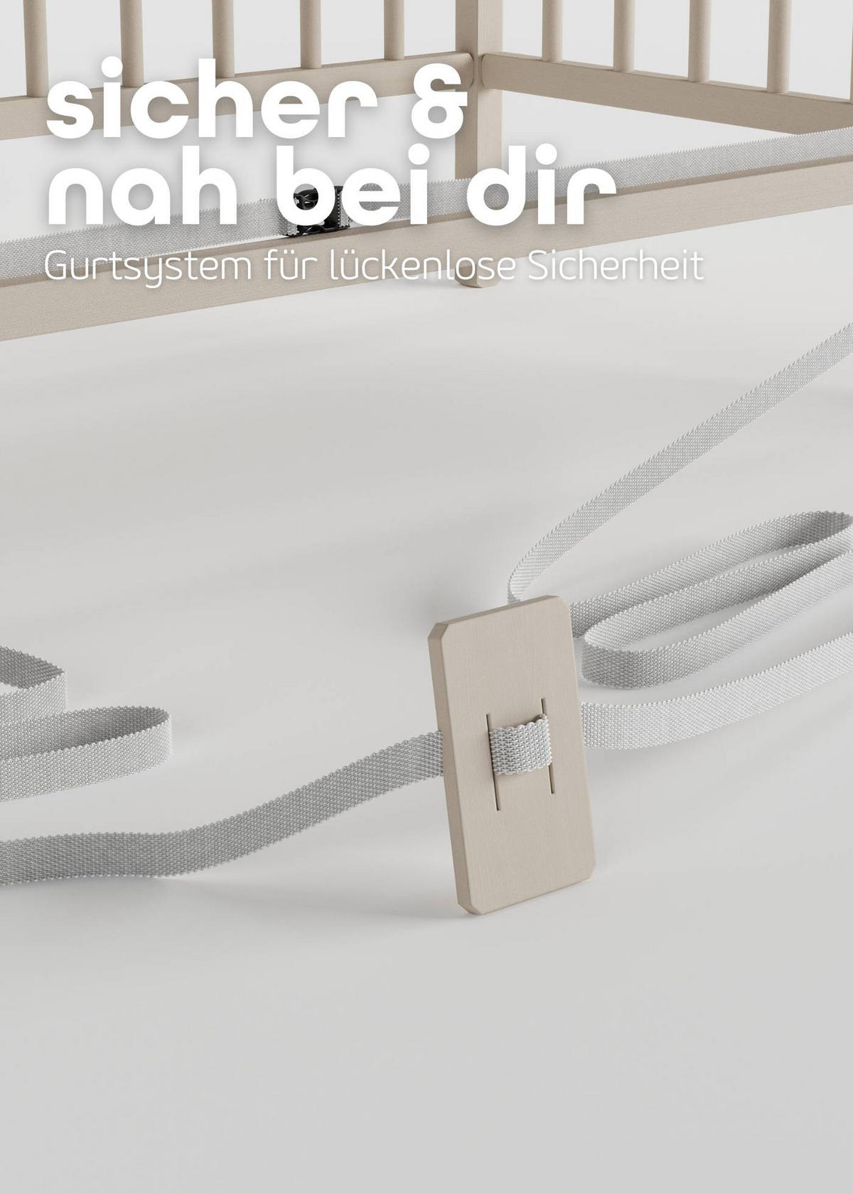 BEISTELLBETT mit Umbauseite - sahara dust - Dreamy 4 in 1 Bett - Sandfarben, Holz (120/90/60cm) - Sämann – make a difference.