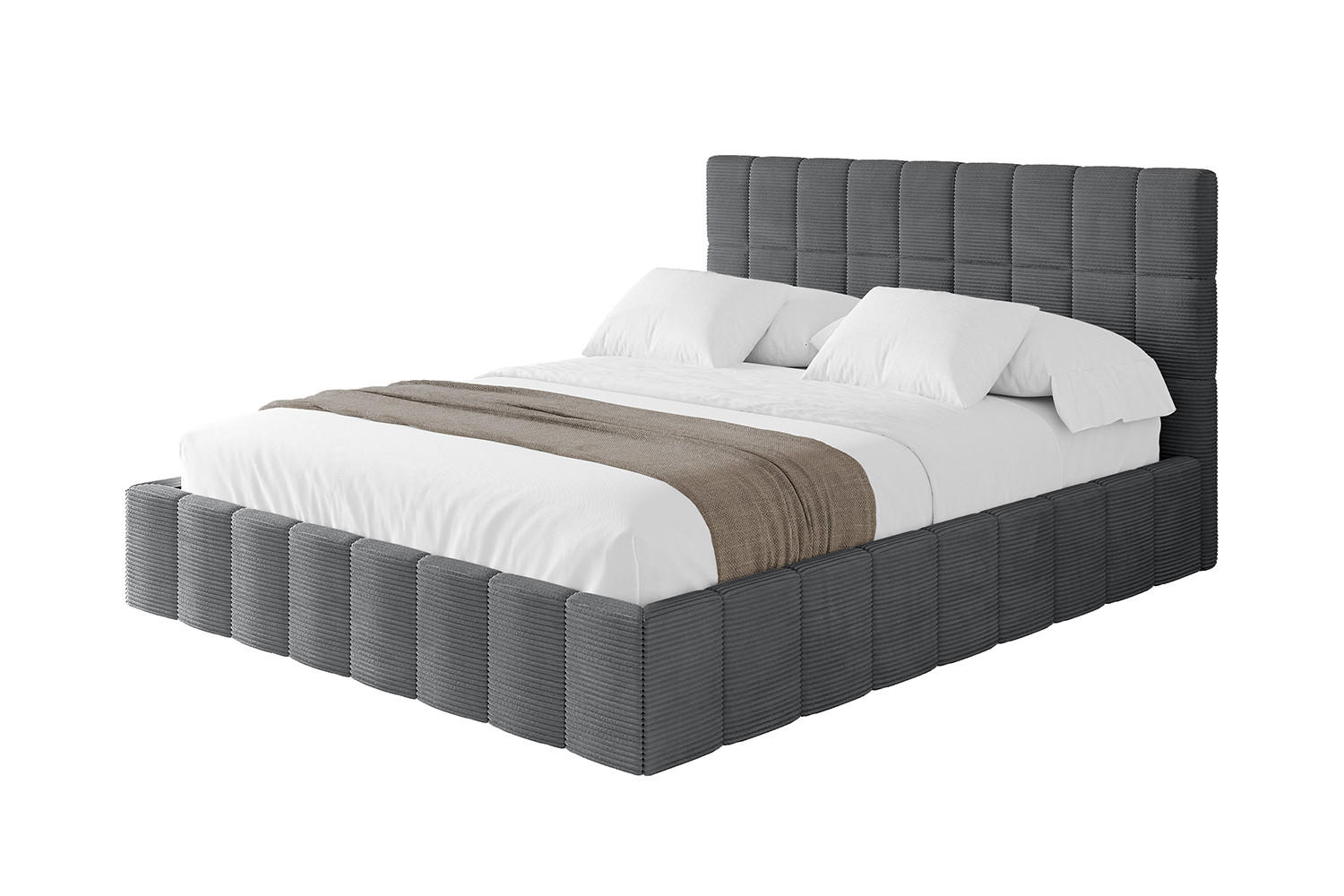 POLSTERBETT mit Bettkasten und Lattenrost, Boxbett ohne Matratze - AMEA 120x200 Dunkelgrau - Anthrazit, Holzwerkstoff/Textil (120/200cm) - ALTDECOR