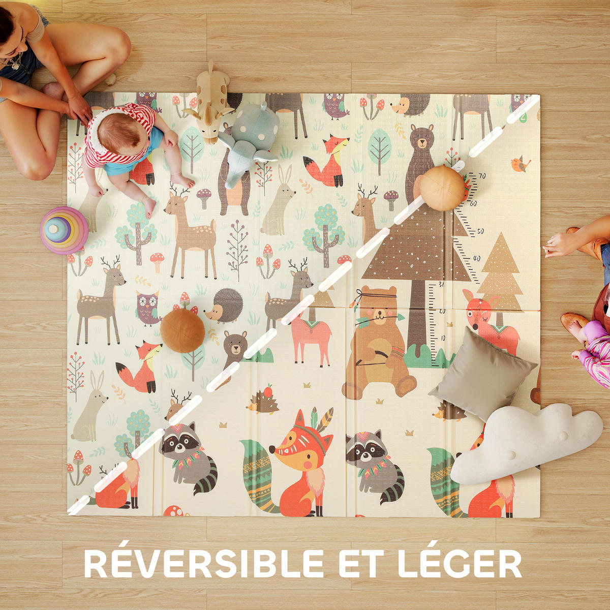 SPIELMATTE DE-18926 196x176 cm, faltbar, doppelseitig Bunt - Multicolor, Kunststoff (176/196cm) - ComfortXL