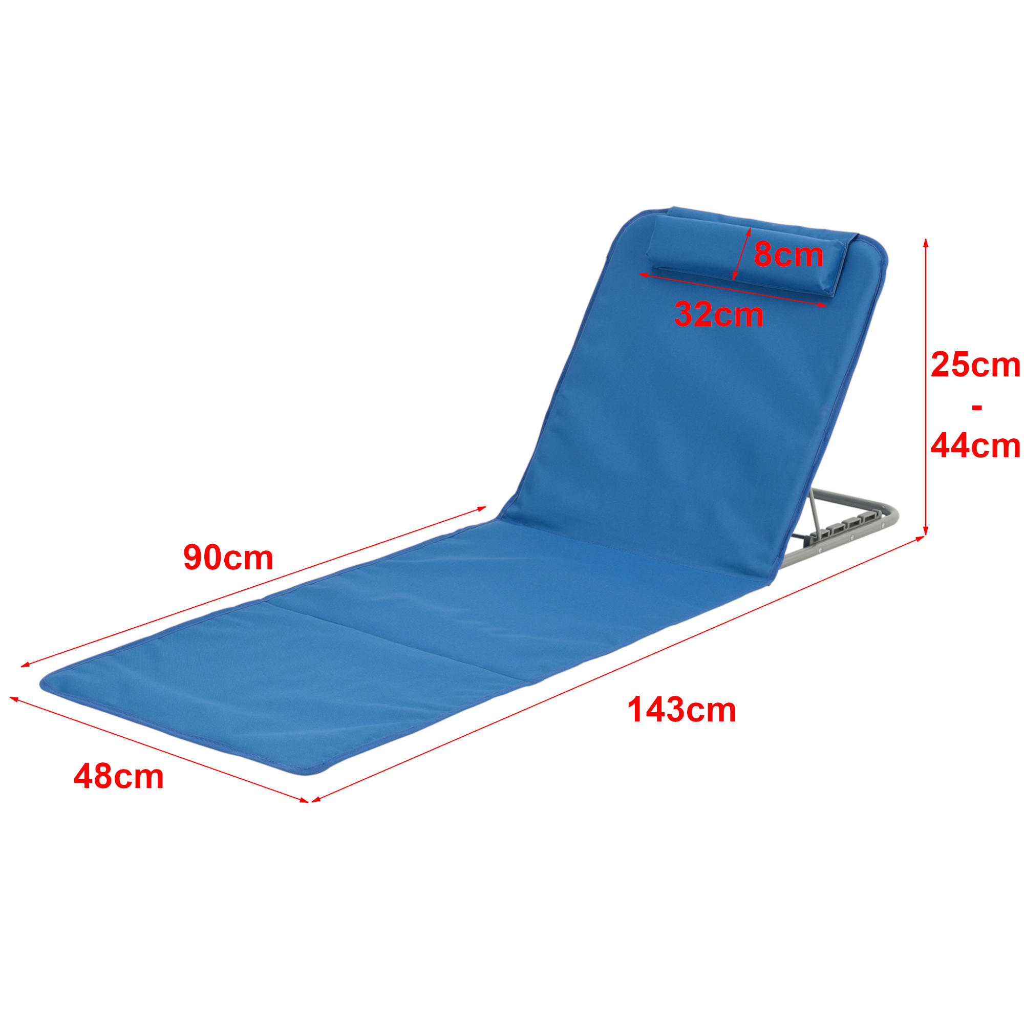 STRANDMATTEN-SET 2 TLG. Donostia - Blau, Textil/Metall (143/44/48cm) - [en.casa]