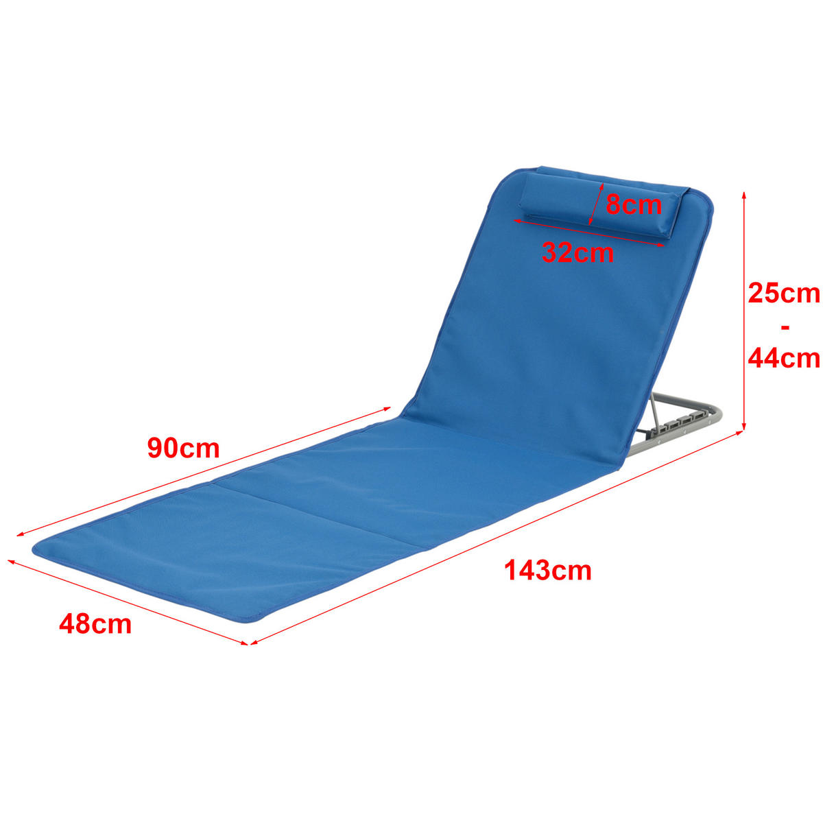 STRANDMATTEN-SET 2 TLG. Donostia - Blau, Textil/Metall (143/44/48cm) - [en.casa]