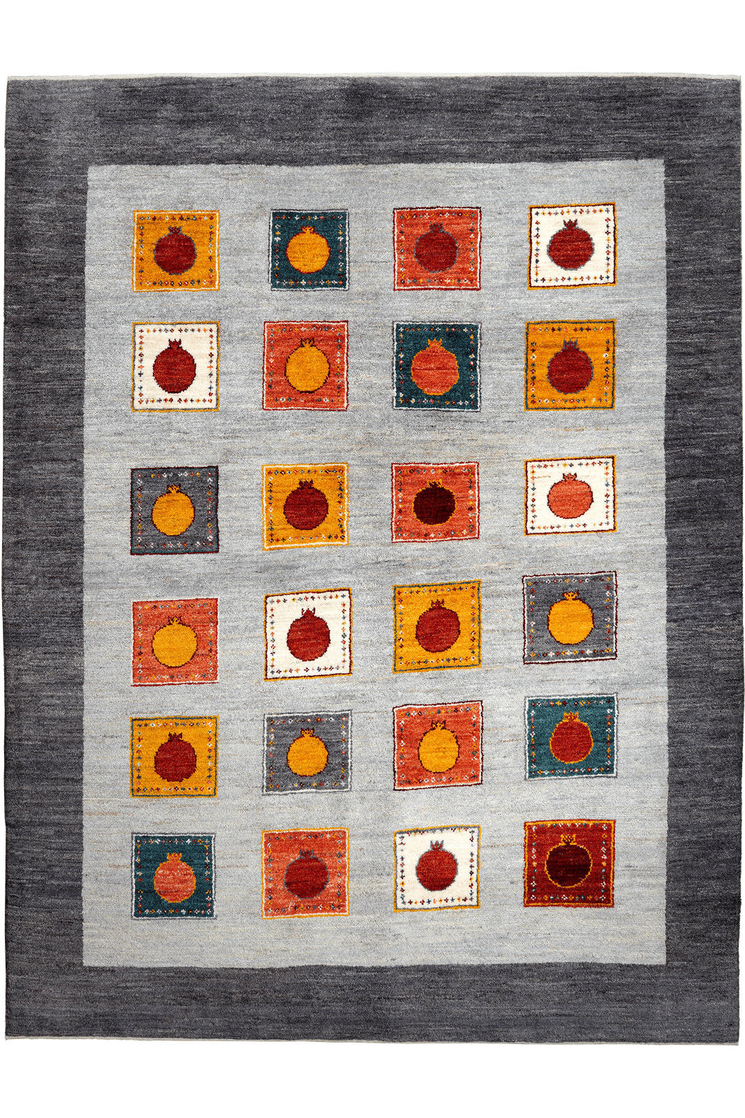 GABBEH-TEPPICH handgeknüpft Rizbaf Grau 232/178 cm Schurwolle - Grau, Textil (178/232cm) - Looma