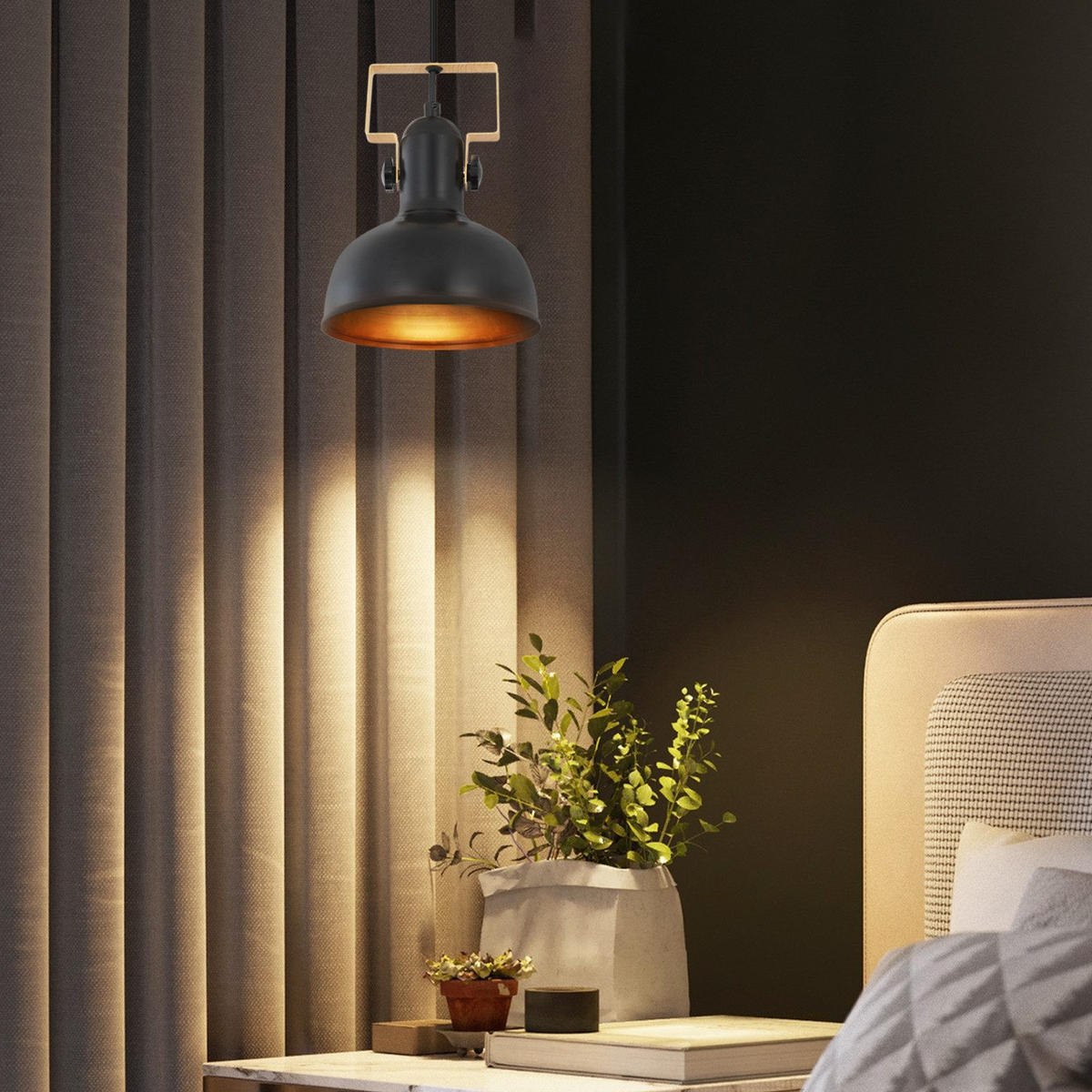 PENDELLEUCHTE Seraphina 18/18/160 cm - Schwarz, Metall (18/18/160cm) - ZMH