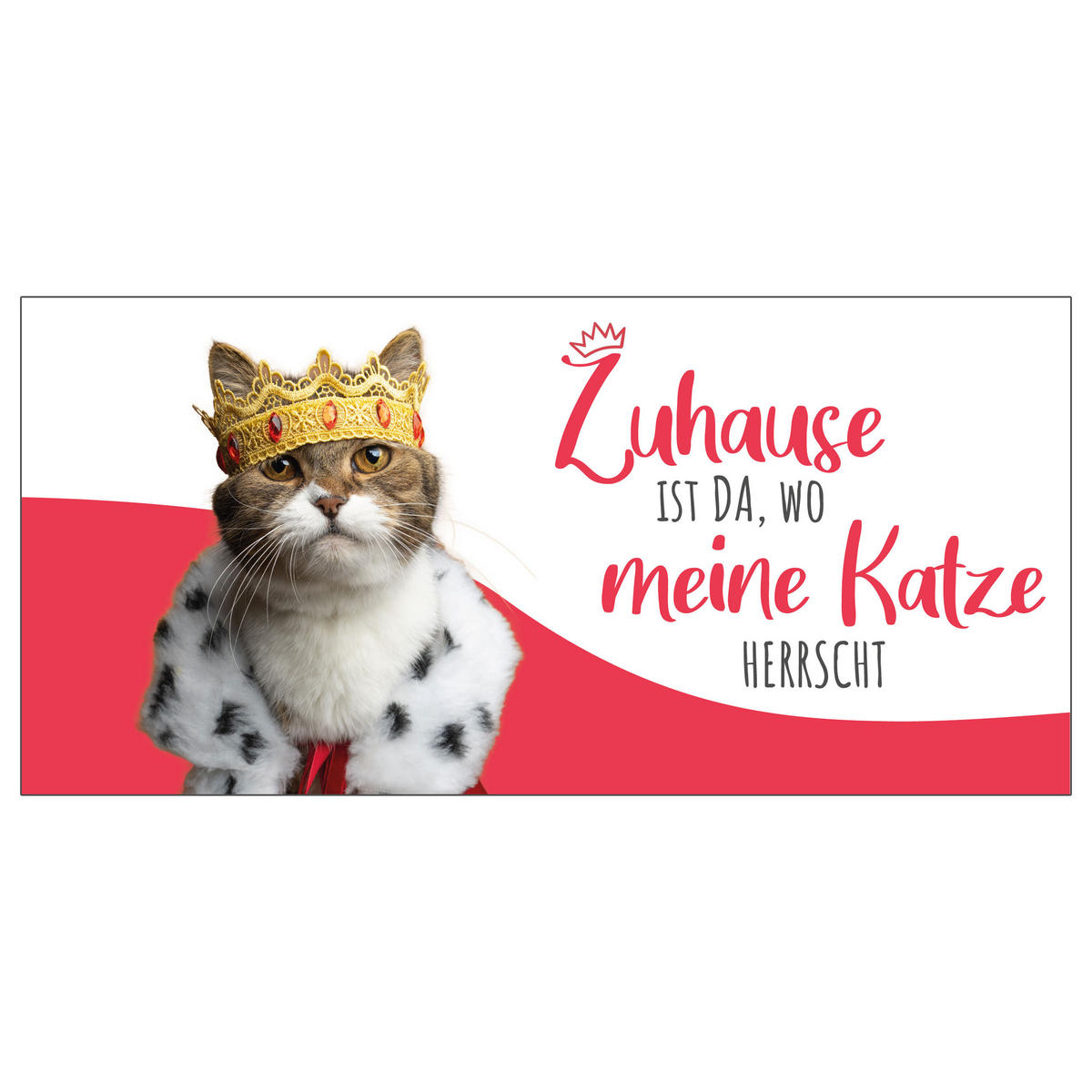 KAFFEEBECHER Katzen Zuhause ist da, wo meine Katze herrscht Rot/Weiß 320 ml - Weiß, Keramik (0.32L) - United Labels