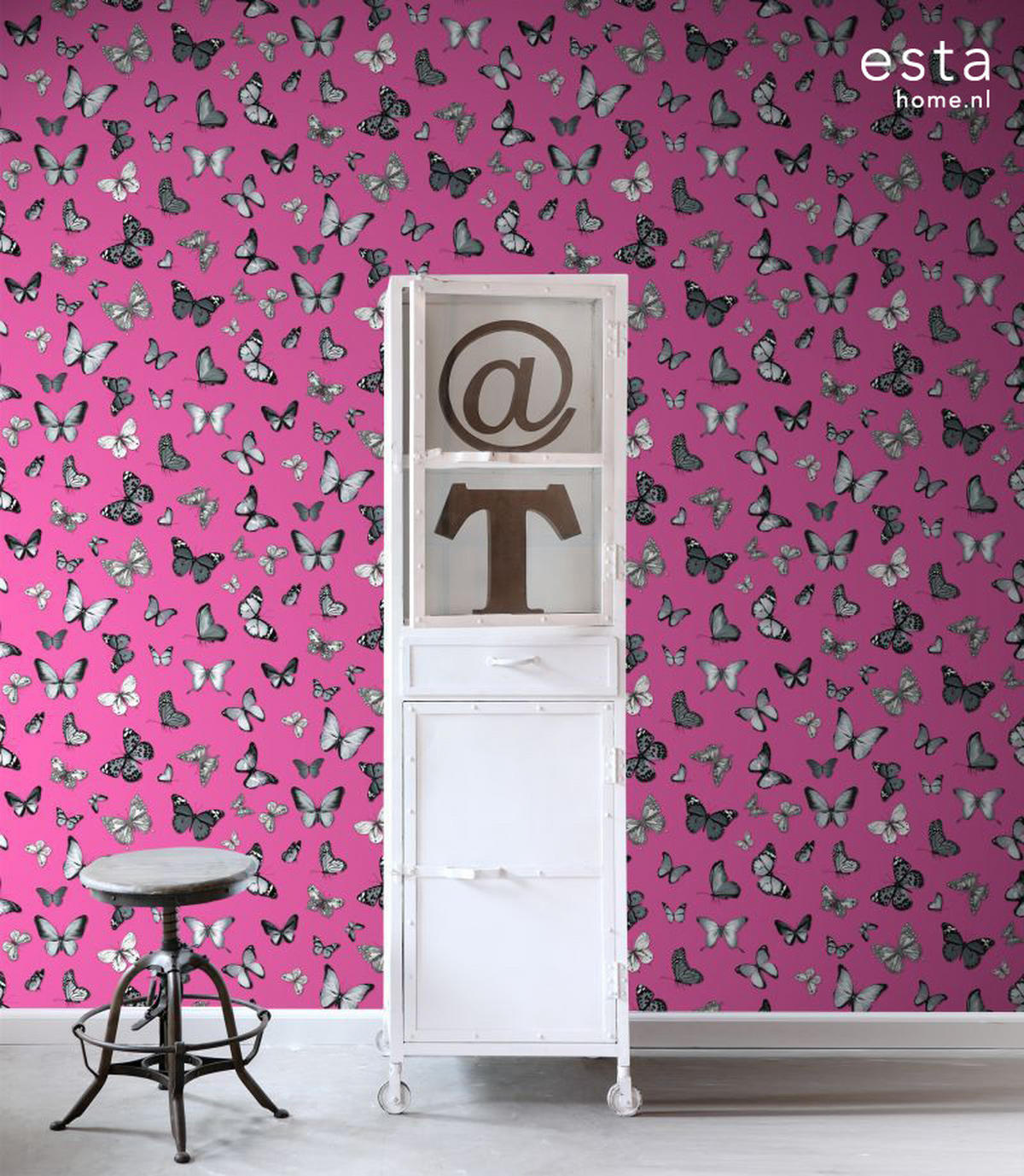 TAPETE Schmetterlinge 53 cm x 10.05 m - Pink, Papier (53/1000cm) - ESTAhome