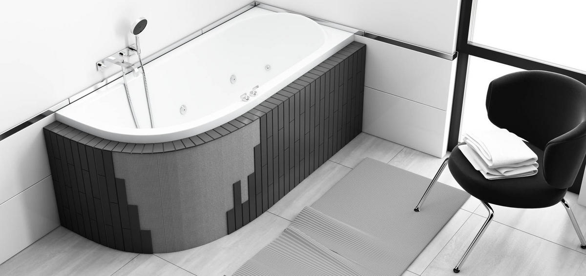 BADEWANNE Eckwanne AVITA SLIM 160/75 Rechts mit Styro Ablage 4cm Ablauf Füße - Weiß, Kunststoff (75/55.5/160cm) - bad land