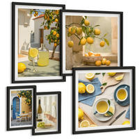 BILDER SET 5er Set - 50x50 cm & 20x30 cm & 40x60 cm Schwarzer Rahmen - Patio Sun Limonade - Schwarz, Kunststoff (40/60cm) - TULUP
