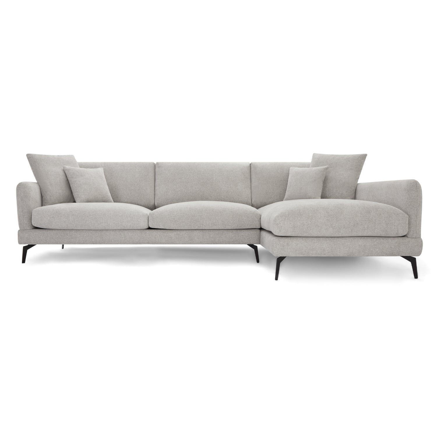 ECKSOFA Webstoff Grau - Schwarz/Grau, Textil/Metall (290/95cm) - Furnhouse
