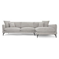 ECKSOFA Webstoff Grau - Schwarz/Grau, Textil/Metall (290/95cm) - Furnhouse