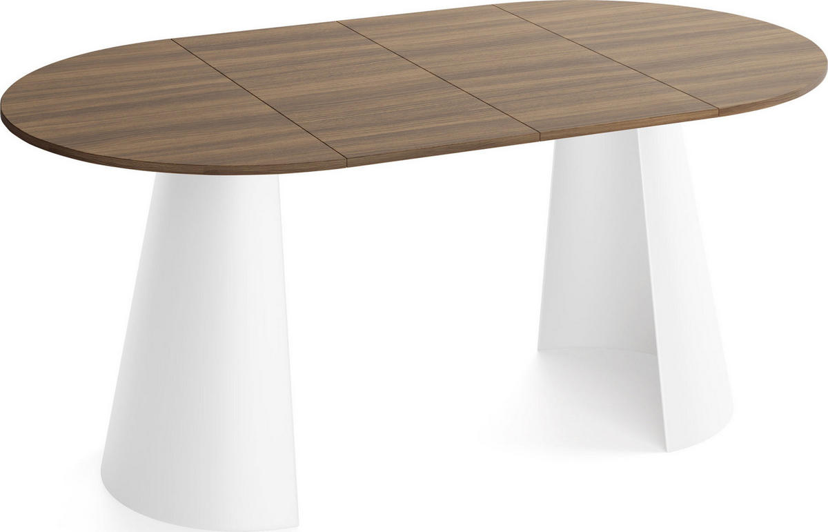ESSTISCH Lamio runder ausziehbarer, Walnuss Braun 120-200/120/76 cm - Walnussfarben/Braun, Holzwerkstoff/Metall (120/196/76cm) - WFL GROUP