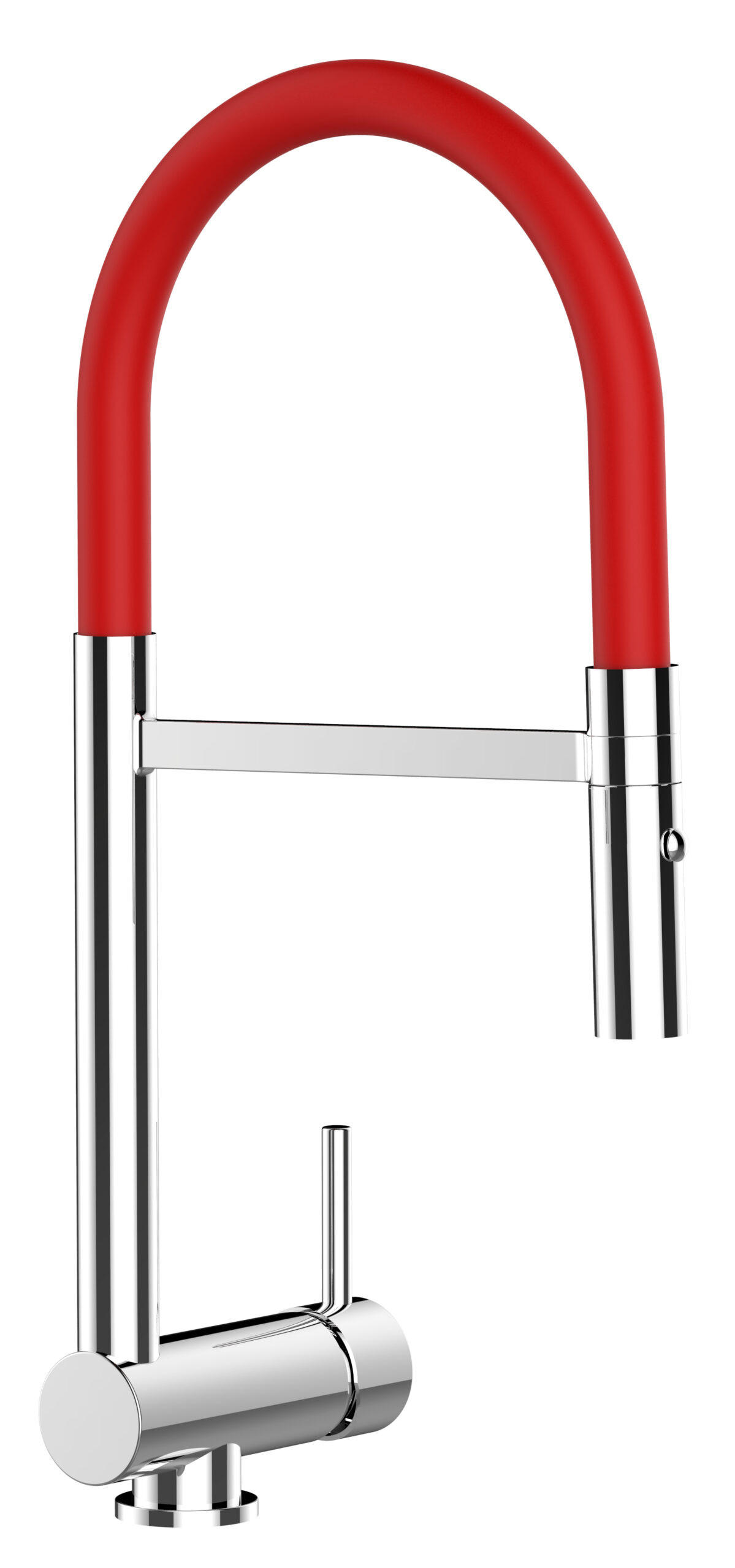VORFENSTER-KÜCHENARMATUR, Umklappbar 6 CM, Verchromt und Rot, 2-Strahl-Brause - Rot, Metall (21.3/48.2/21.3cm) - VIZIO