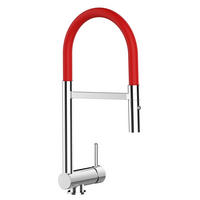 VORFENSTER-KÜCHENARMATUR, Umklappbar 6 CM, Verchromt und Rot, 2-Strahl-Brause - Rot, Metall (21.3/48.2/21.3cm) - VIZIO