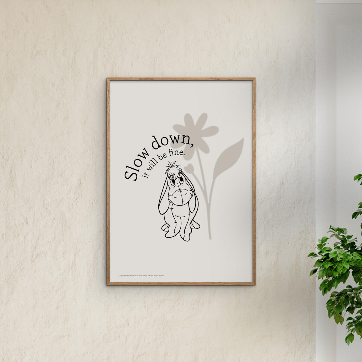 POSTER mit Rahmen Disney - Disney's Eeyore Slow Down - Eichefarben/Beige, Holz/Papier (30/40cm) - Poster&Frame