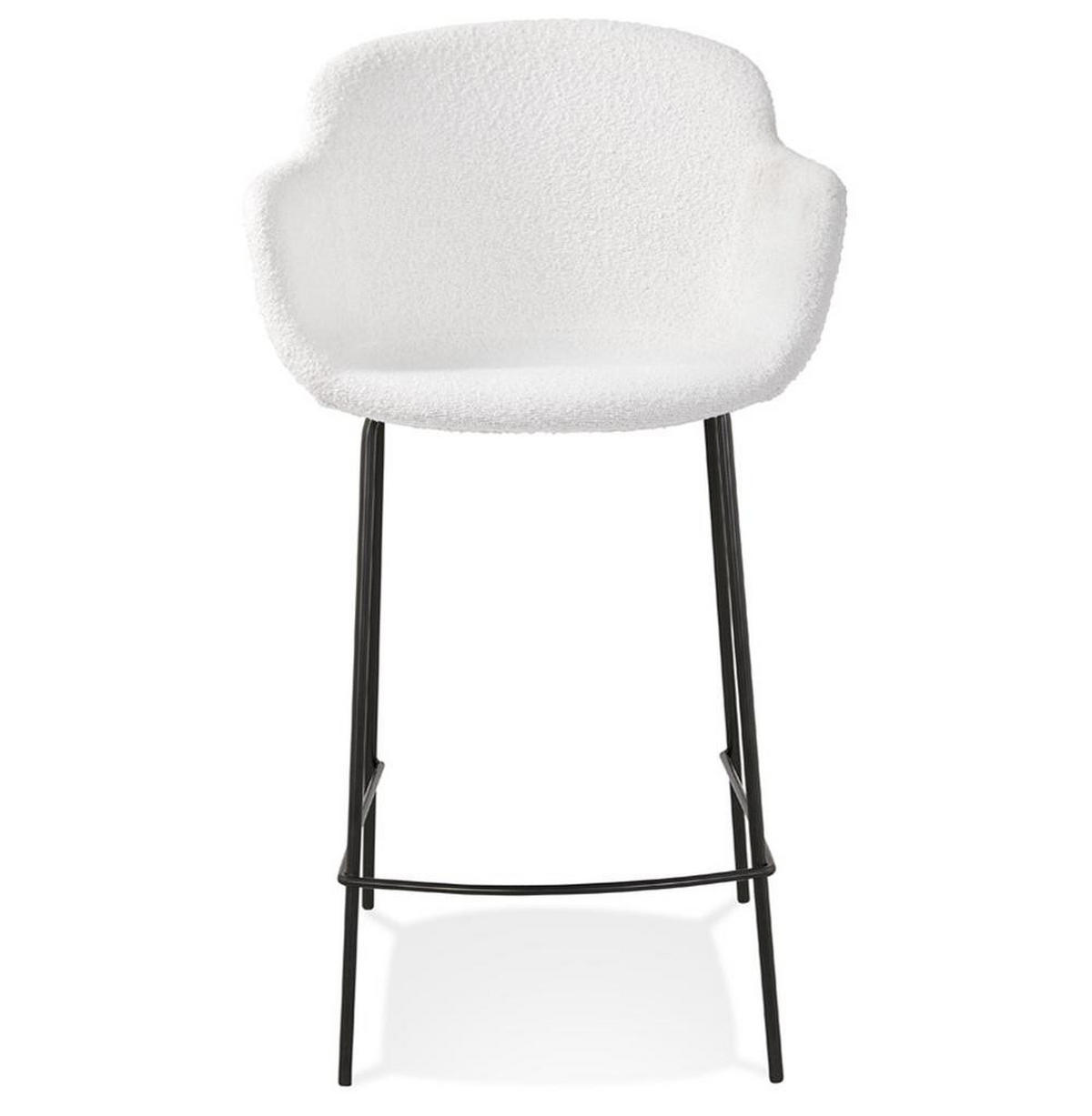 BARHOCKER – Weiß, Bouclé, Metallgestell, Rückenlehne, 65 cm, KALIXI MINI - Schwarz/Weiß, Textil/Metall (59/98/54cm) - KADIMA DESIGN