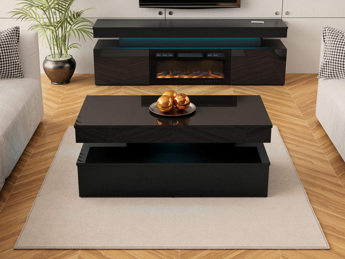 COUCHTISCH 120 Glossa 01 - Schwarz, Holzwerkstoff/Kunststoff (55/120/50cm) - MIRJAN24