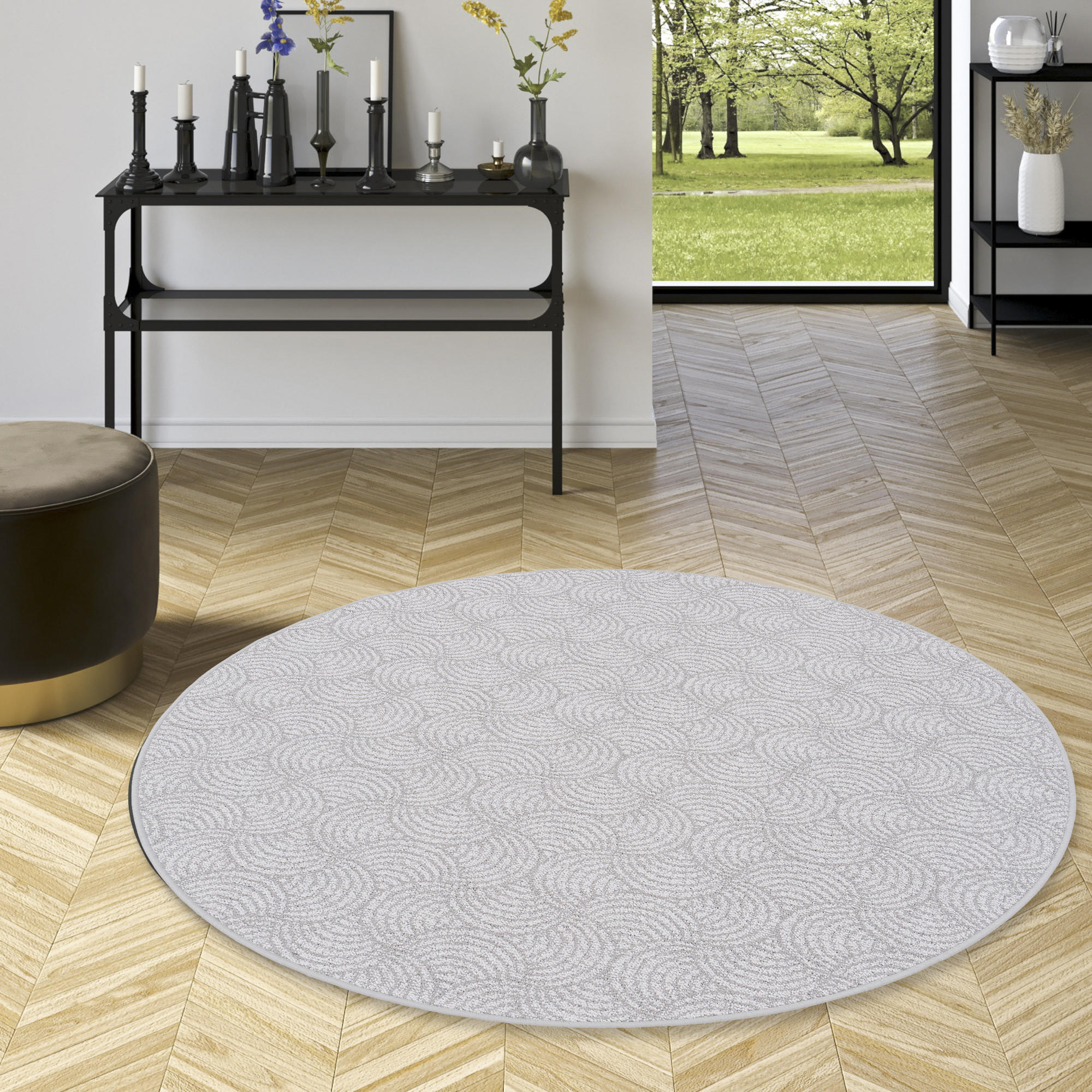 FEINSCHLINGE DESIGNER TEPPICH RUND CIRCLE - Grau, Textil (200/200cm) - Snapstyle