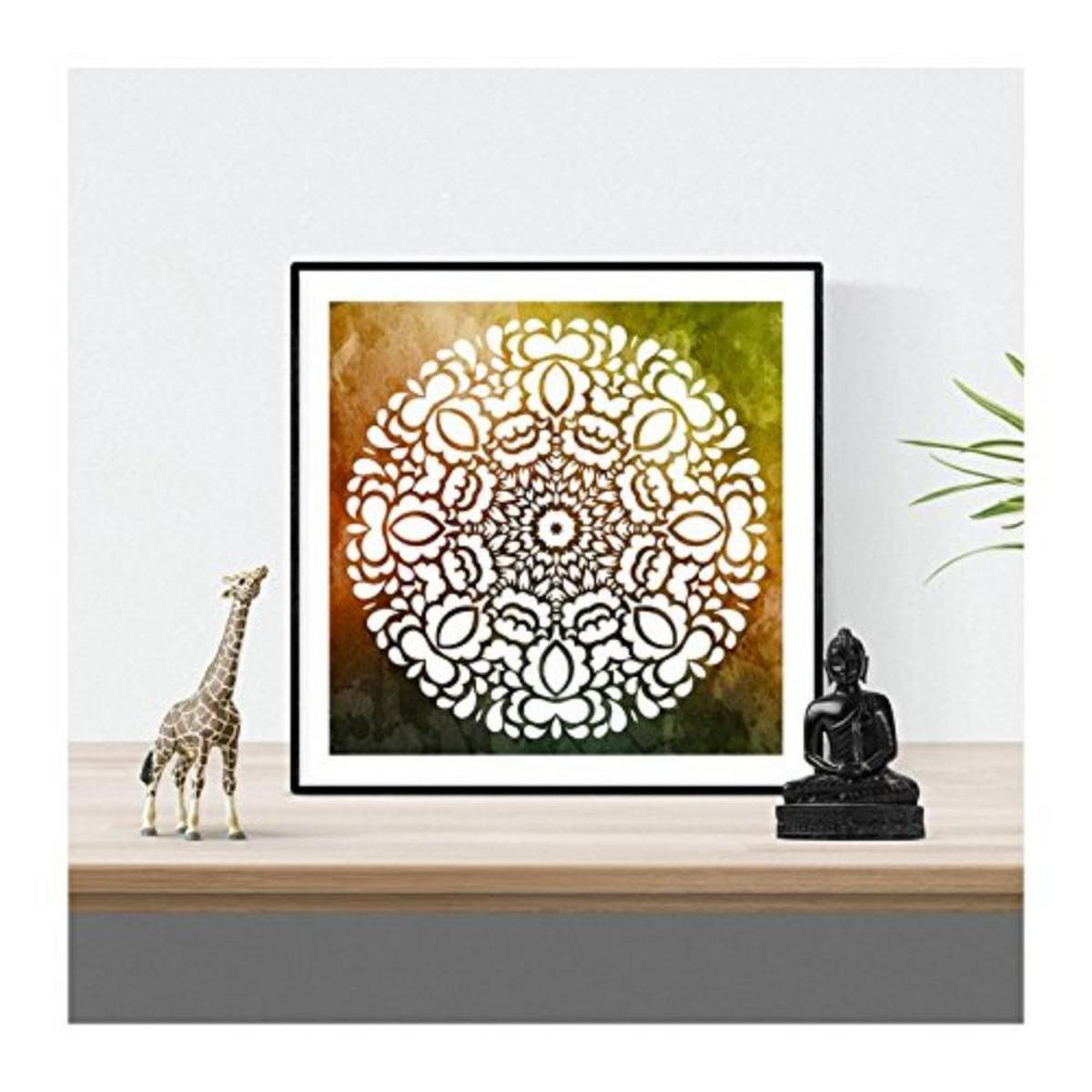 POSTER Set mit 4 Mandalas Balance 20x20cm Schwarzer Rahmen - Schwarz, Papier (20/3cm) - Nacnic