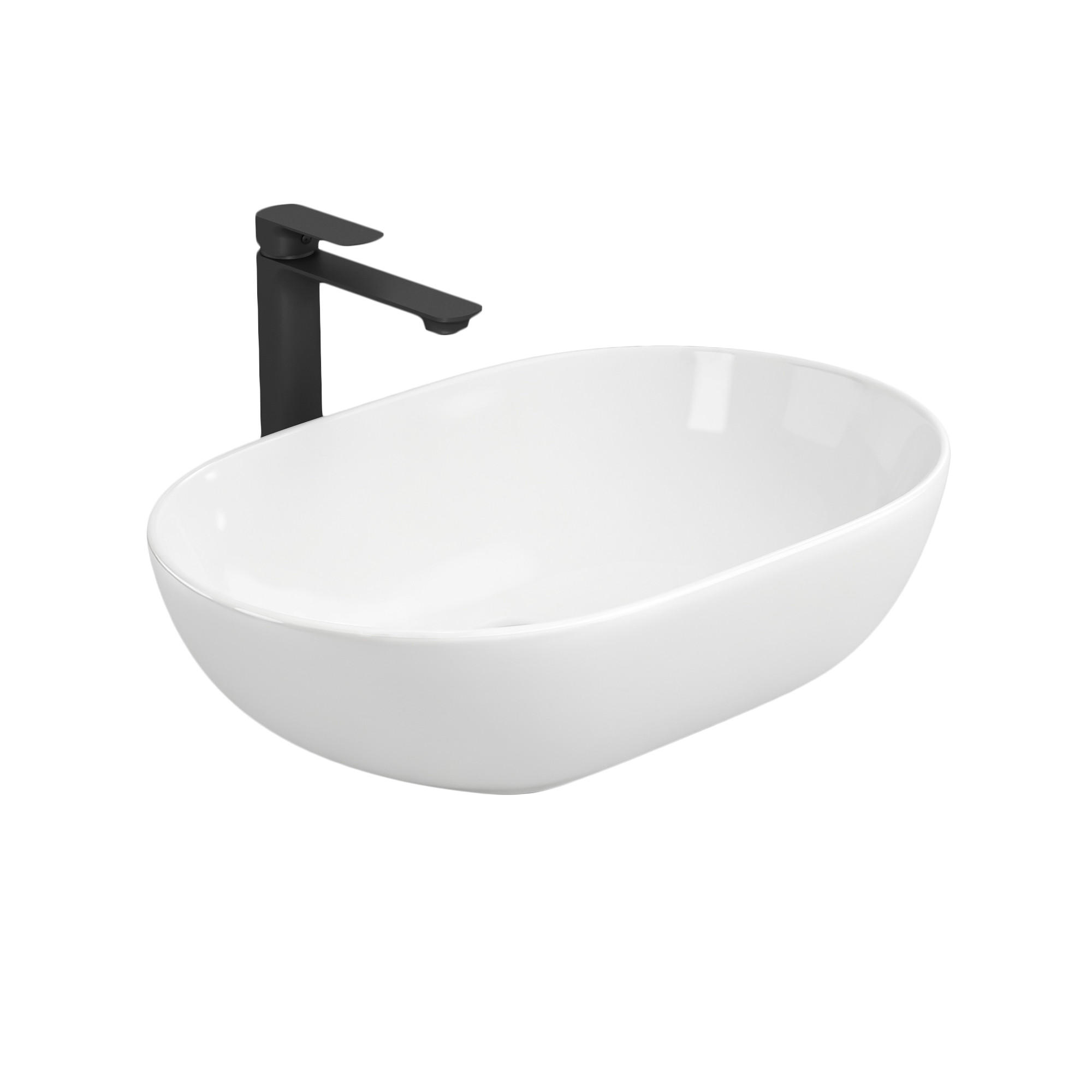 TV&Auml;TTST&Auml;LL Rundade h&ouml;rn Mattvit 60 / 41,5 / 13,5 cm 13.5/60/41.5 cm